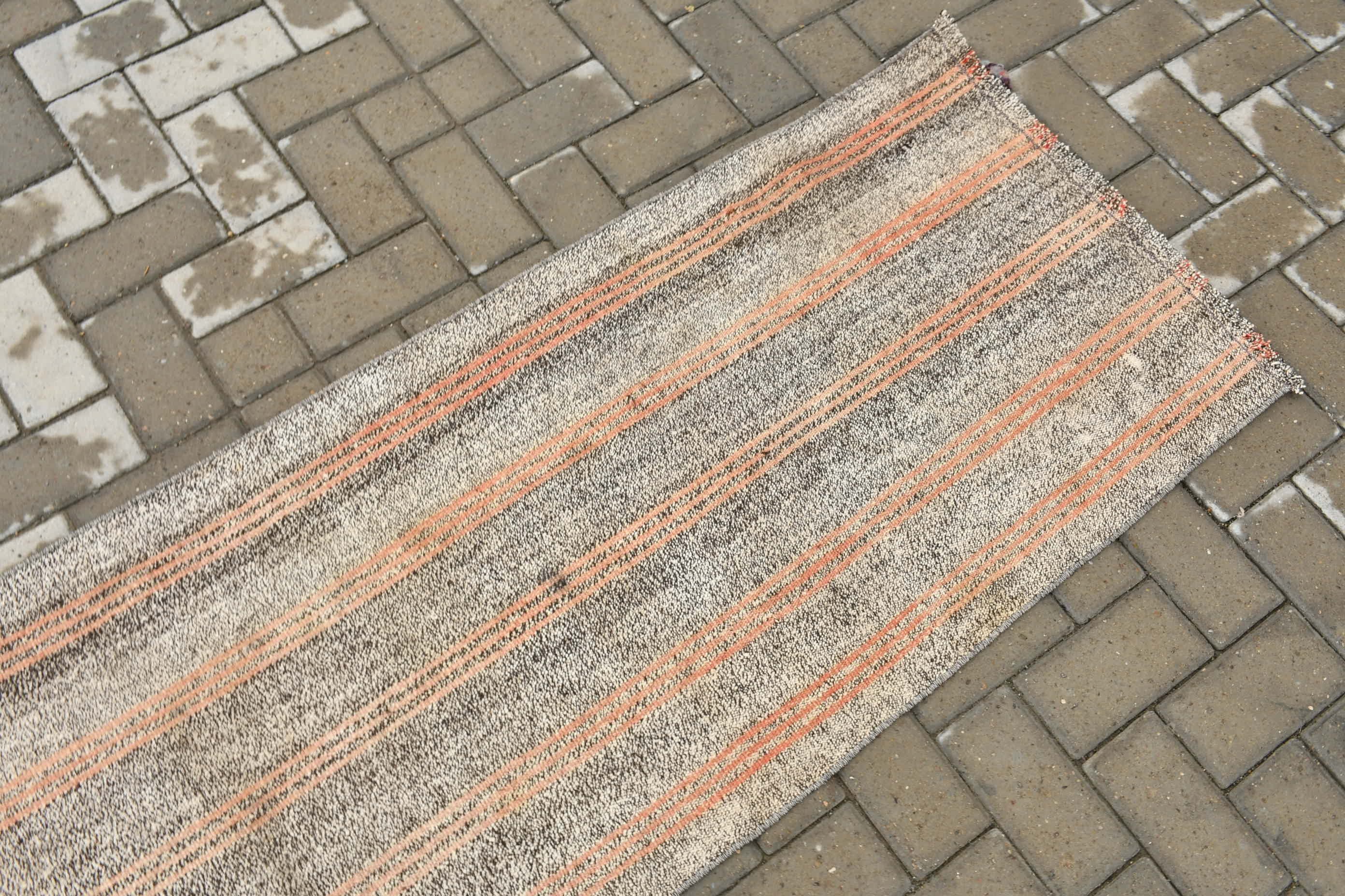 Vintage Halı, Mutfak Halıları, Oryantal Halı, Merdiven Halıları, Antika Halılar, 2.2x6.6 ft Runner Halı, Gri Oryantal Halı, Kilim, Soluk Halı, Türk Halıları