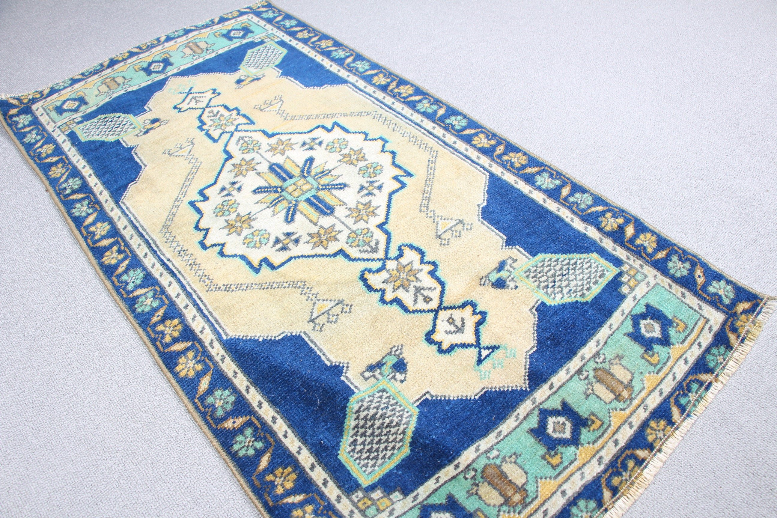 Rugs for Kitchen, Kitchen Rug, Cool Rugs, Vintage Rug, Door Mat Rug, 1.7x3.4 ft Small Rug, Car Mat Rugs, Turkish Rugs, Blue Kitchen Rugs