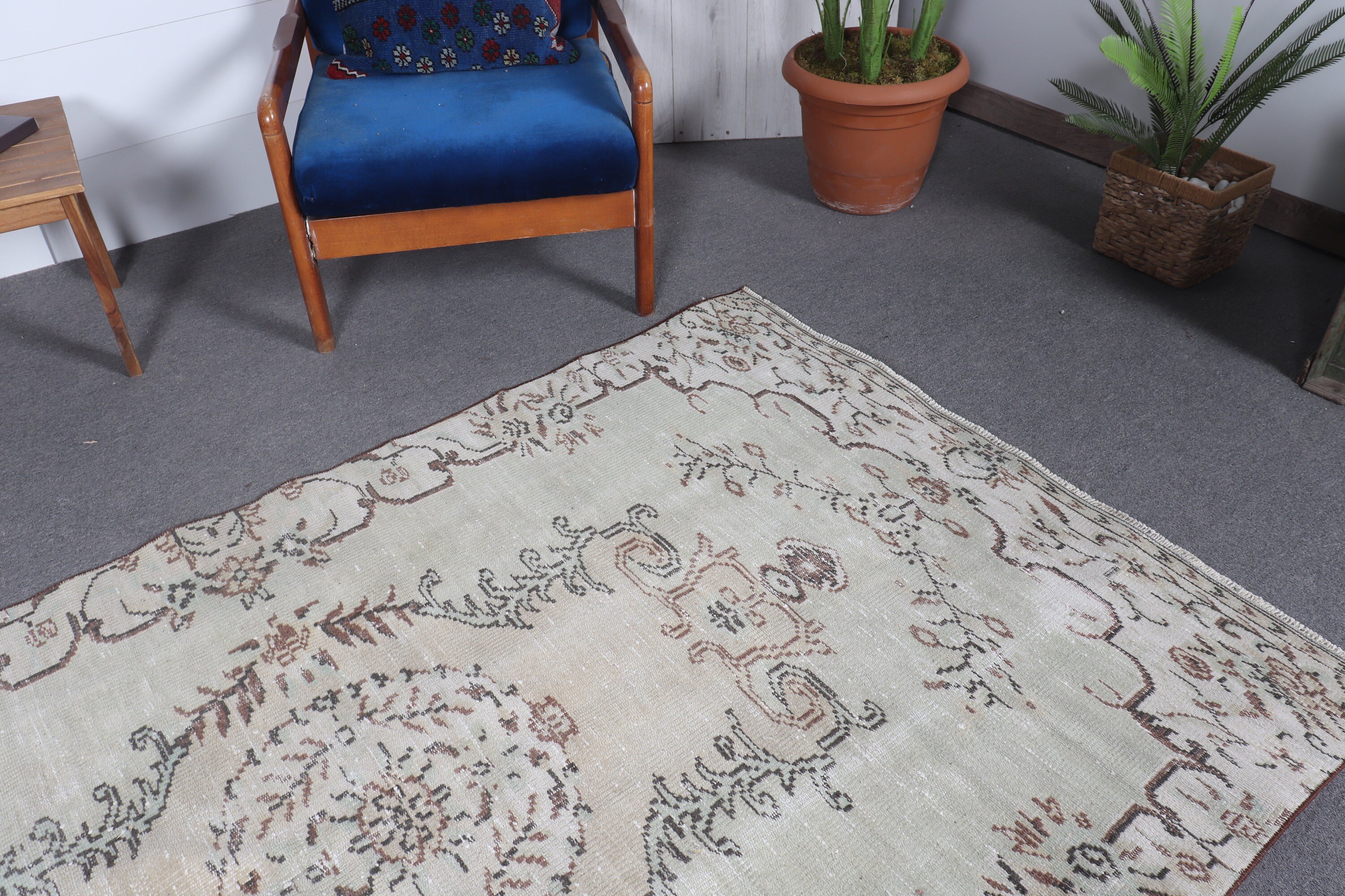 Living Room Rug, Vintage Rug, Turkish Rug, Kitchen Rug, Dining Room Rugs, 4.5x8.4 ft Area Rugs, Green Cool Rugs, Anatolian Rug, Old Rug