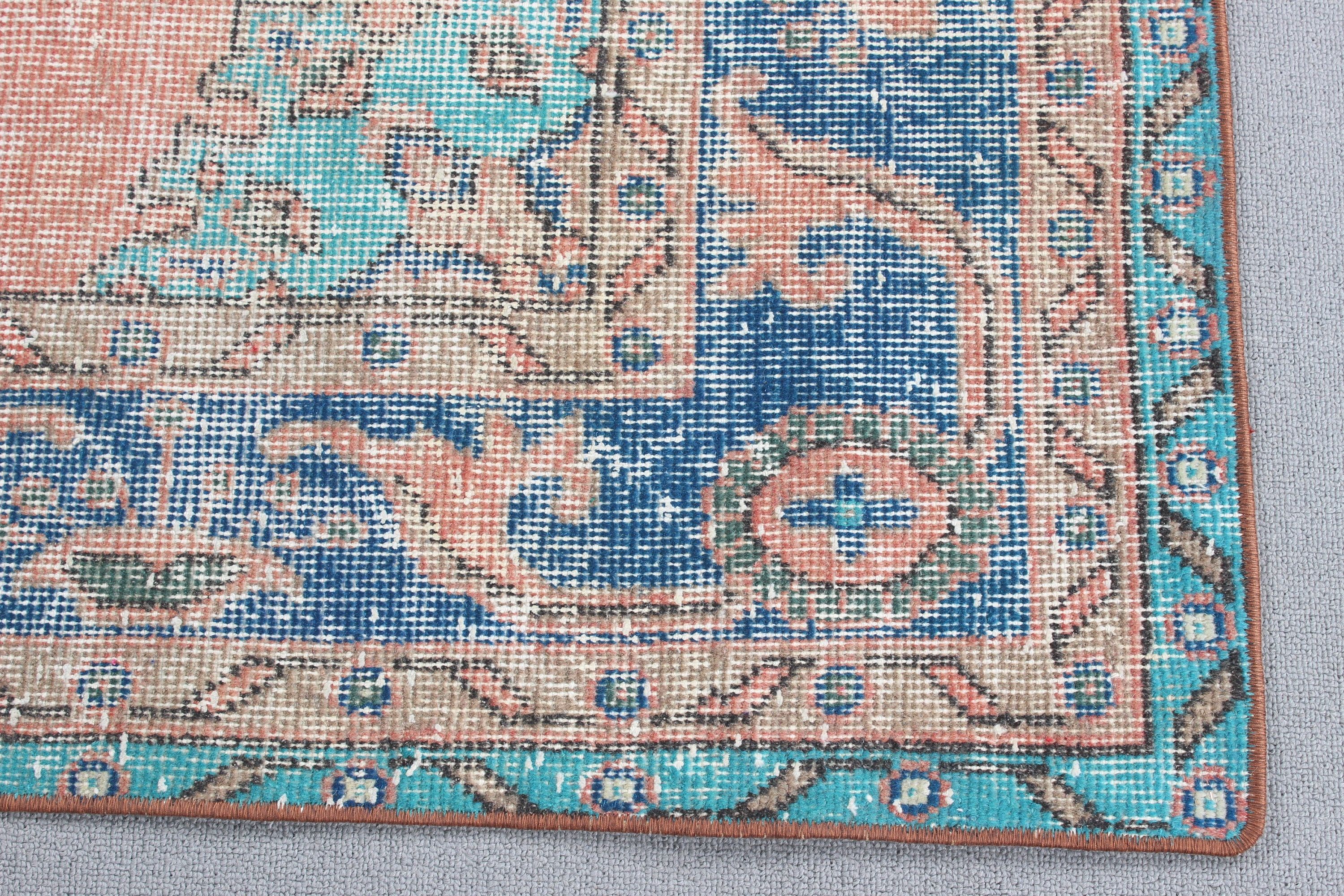 Oriental Rug, Organic Rug, Vintage Rugs, Neutral Rugs, Turkish Rug, 2.1x4.8 ft Small Rugs, Small Boho Rugs, Blue Modern Rug, Small Area Rug