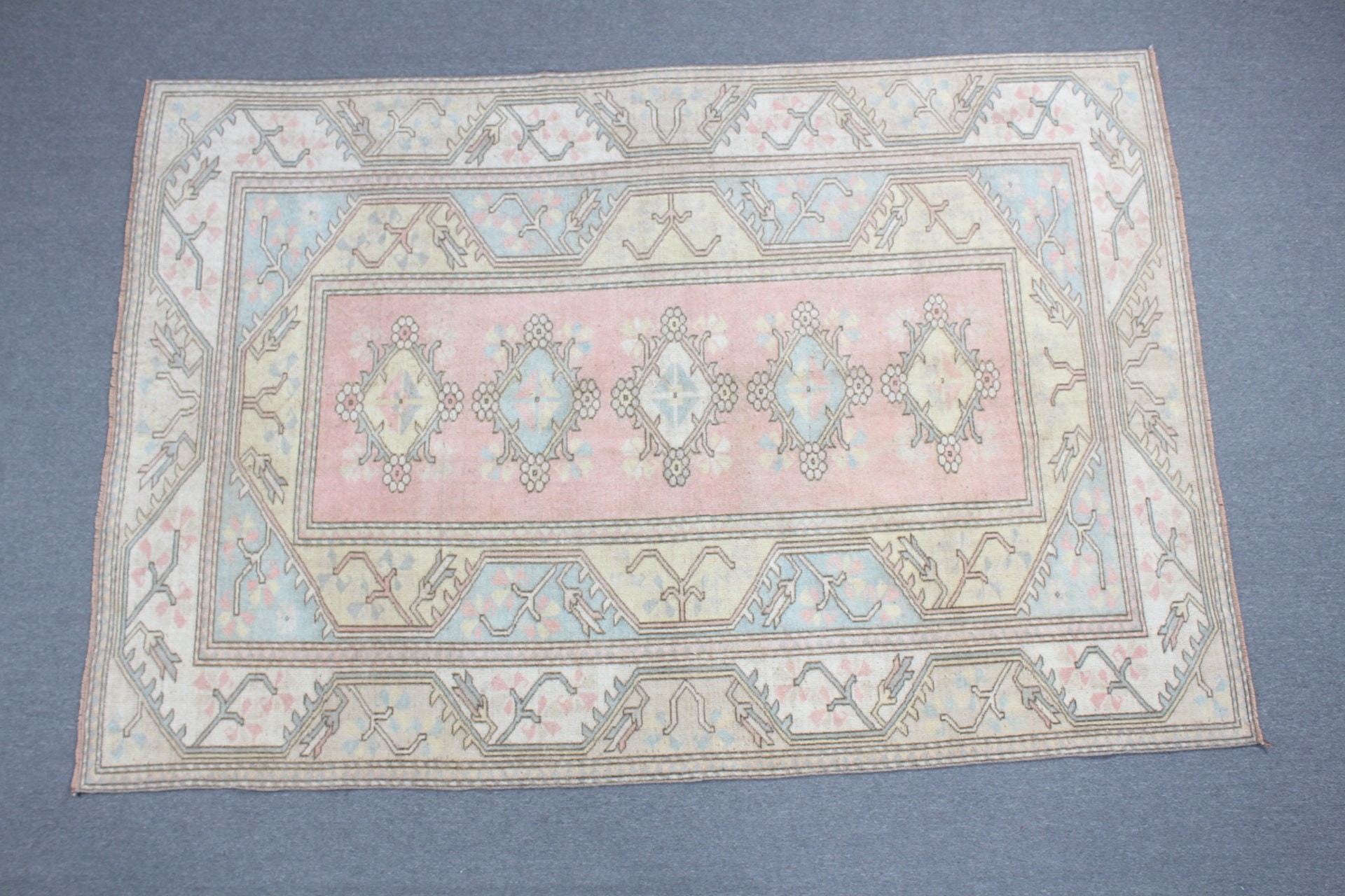 Türk Halıları, Oryantal Halı, Boho Halı, Yemek Odası Halıları, 6,3x9,3 ft Büyük Halı, Oturma Odası Halısı, Vintage Halı, Pembe Antika Halılar