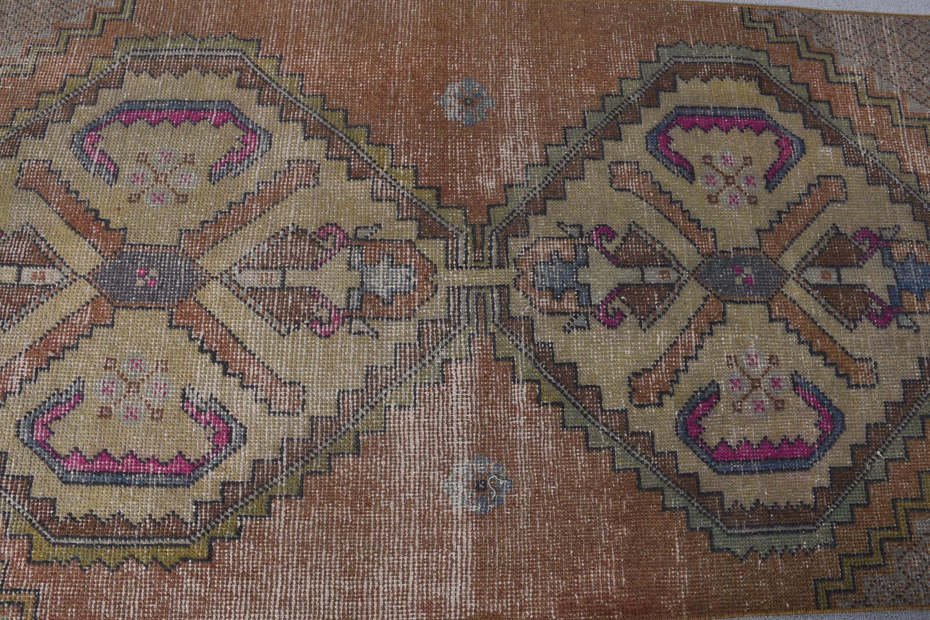 Kırmızı Antika Halı, Oushak Halı, Yer Halısı, Dekoratif Halılar, Vintage Halı, Türk Halısı, 3.2x8.1 ft Runner Halısı, Koridor Halıları, Koridor Halıları