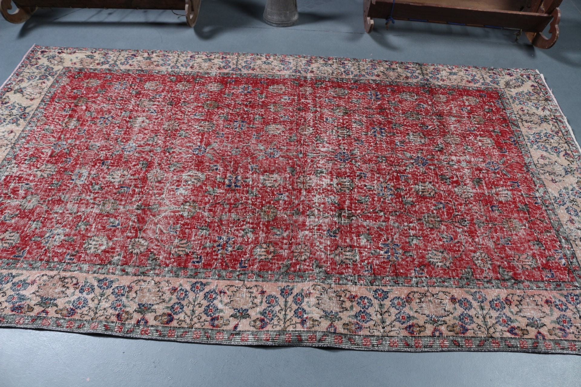 Antique Rug, Red Oriental Rugs, Vintage Rug, Bedroom Rug, 5x8.5 ft Large Rugs, Rugs for Dining Room, Salon Rug, Turkish Rug, Floor Rugs