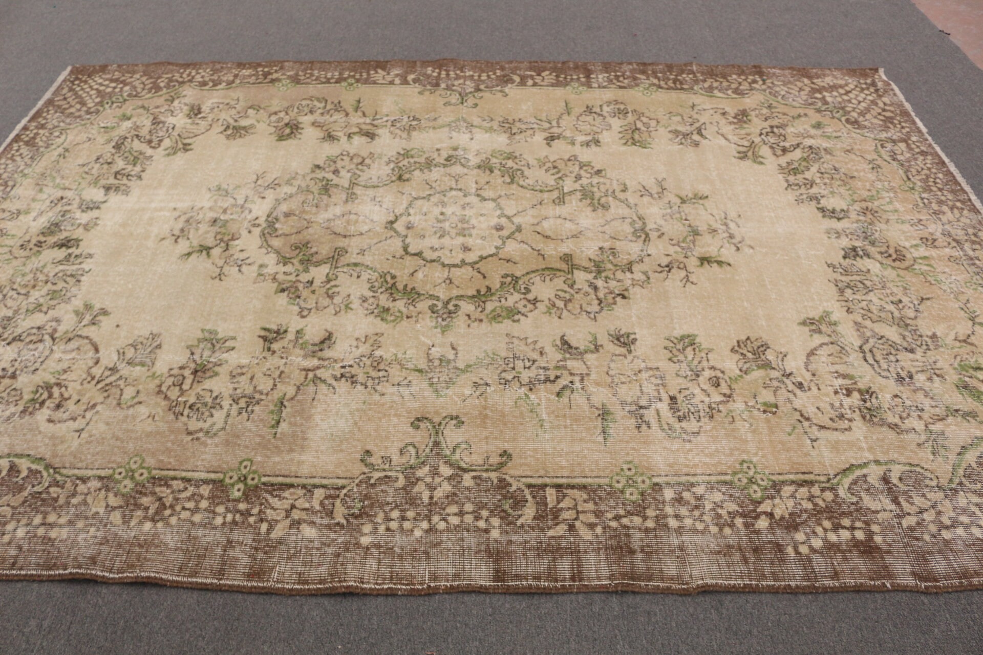 Old Rugs, Home Decor Rug, 6.7x9.8 ft Large Rugs, Oriental Rugs, Turkish Rug, Salon Rug, Vintage Rugs, Beige Oriental Rug, Living Room Rug