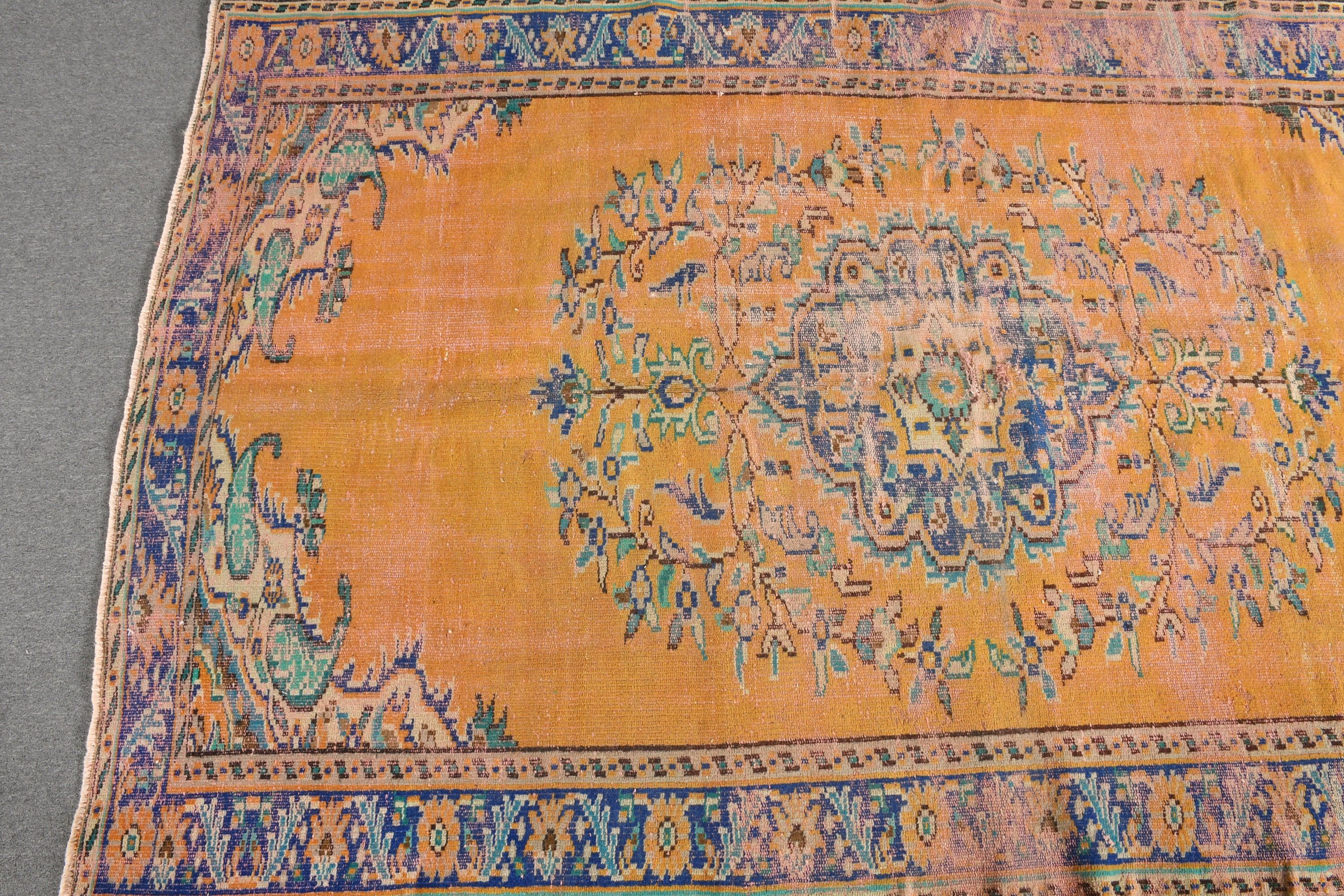 Türk Halısı, Salon Halısı, Sarı Yatak Odası Halısı, Vintage Halılar, 5.7x9.1 ft Büyük Halı, Oturma Odası Halıları, Yer Halıları, Kabile Halıları