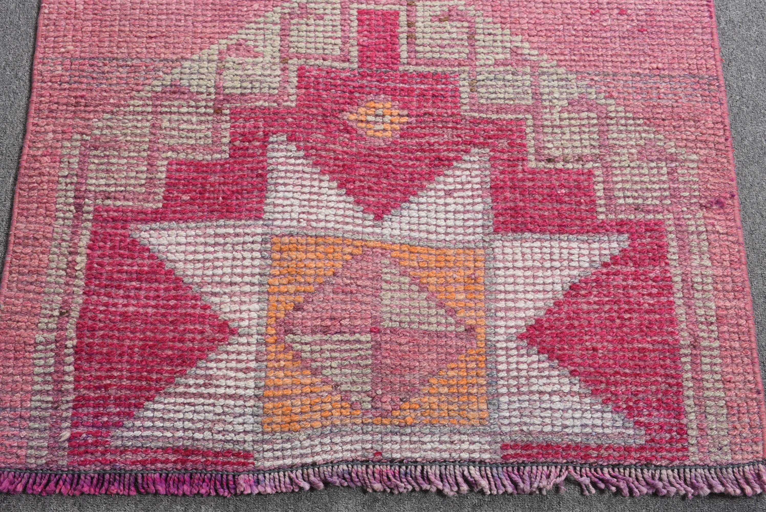 Pink Moroccan Rug, Stair Rug, Floor Rug, 2.7x11.4 ft Runner Rug, Rugs for Hallway, Vintage Rugs, Turkish Rug, Kitchen Rug, Corridor Rug