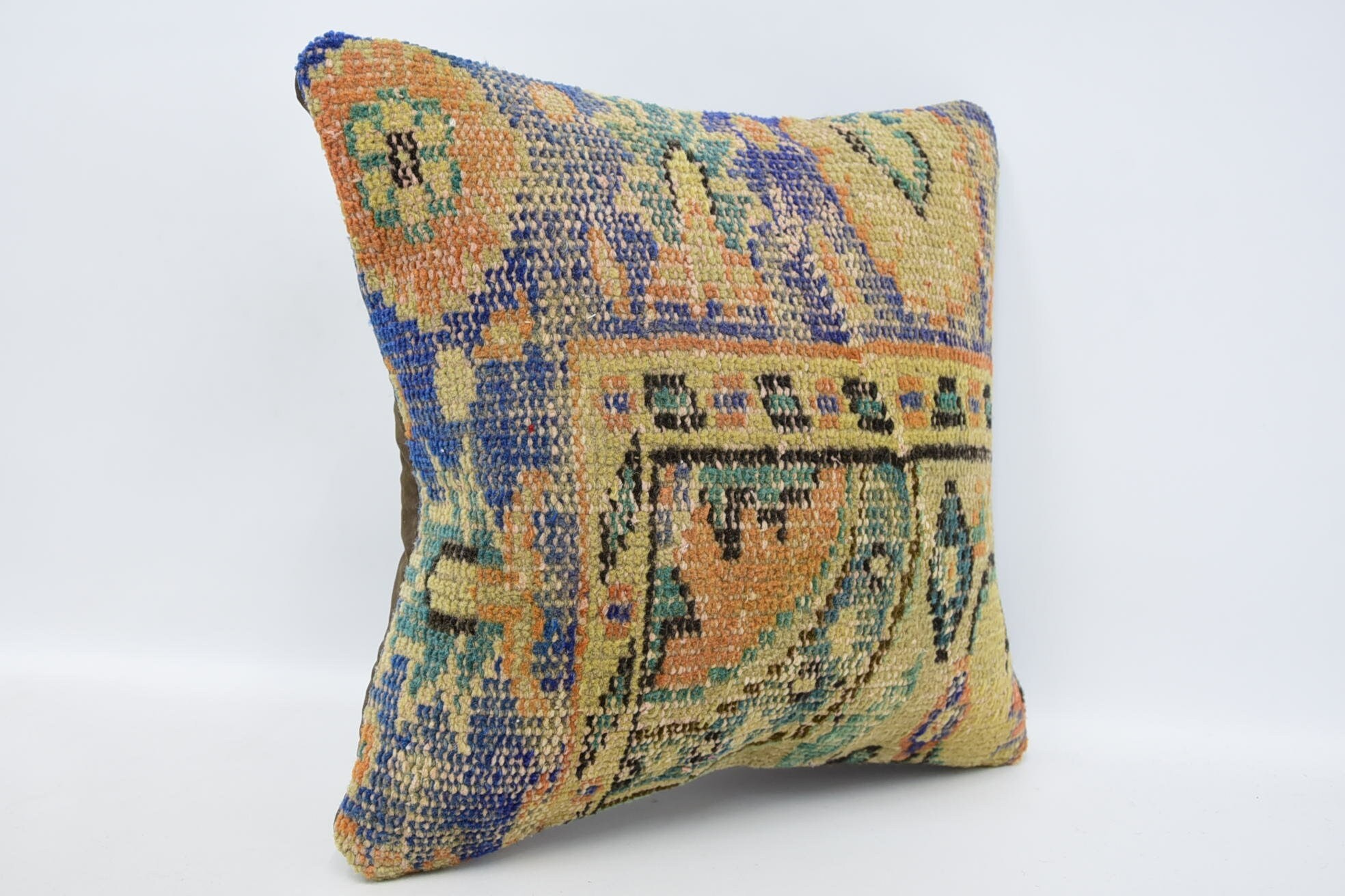 Home Decor Pillow, Antique Pillows, Morroccon Kilim Cushion Pillow, Oriental Pillow Case, Boho Pillow, 16"x16" Beige Pillow