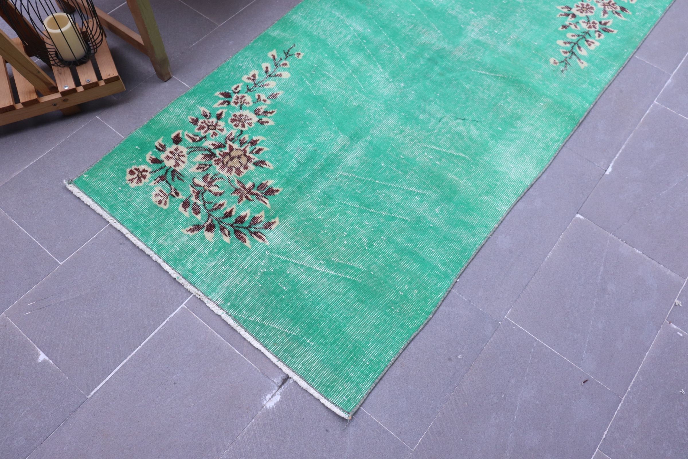 Kitchen Rugs, 3.1x6.5 ft Accent Rugs, Cool Rug, Vintage Rug, Nursery Rug, Turkish Rugs, Rugs for Entry, Bedroom Rug, Green Moroccan Rugs
