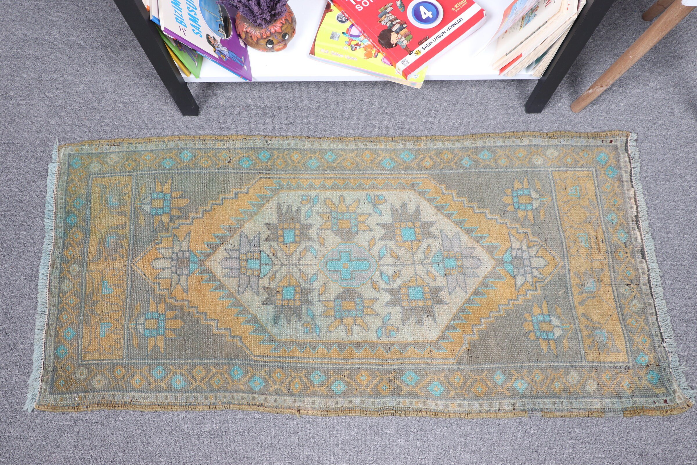 Cool Rugs, Turkish Rug, Bedroom Rug, Wall Hanging Rug, Kitchen Rug, Green Moroccan Rug, Rugs for Entry, 1.7x3.6 ft Small Rug, Vintage Rugs