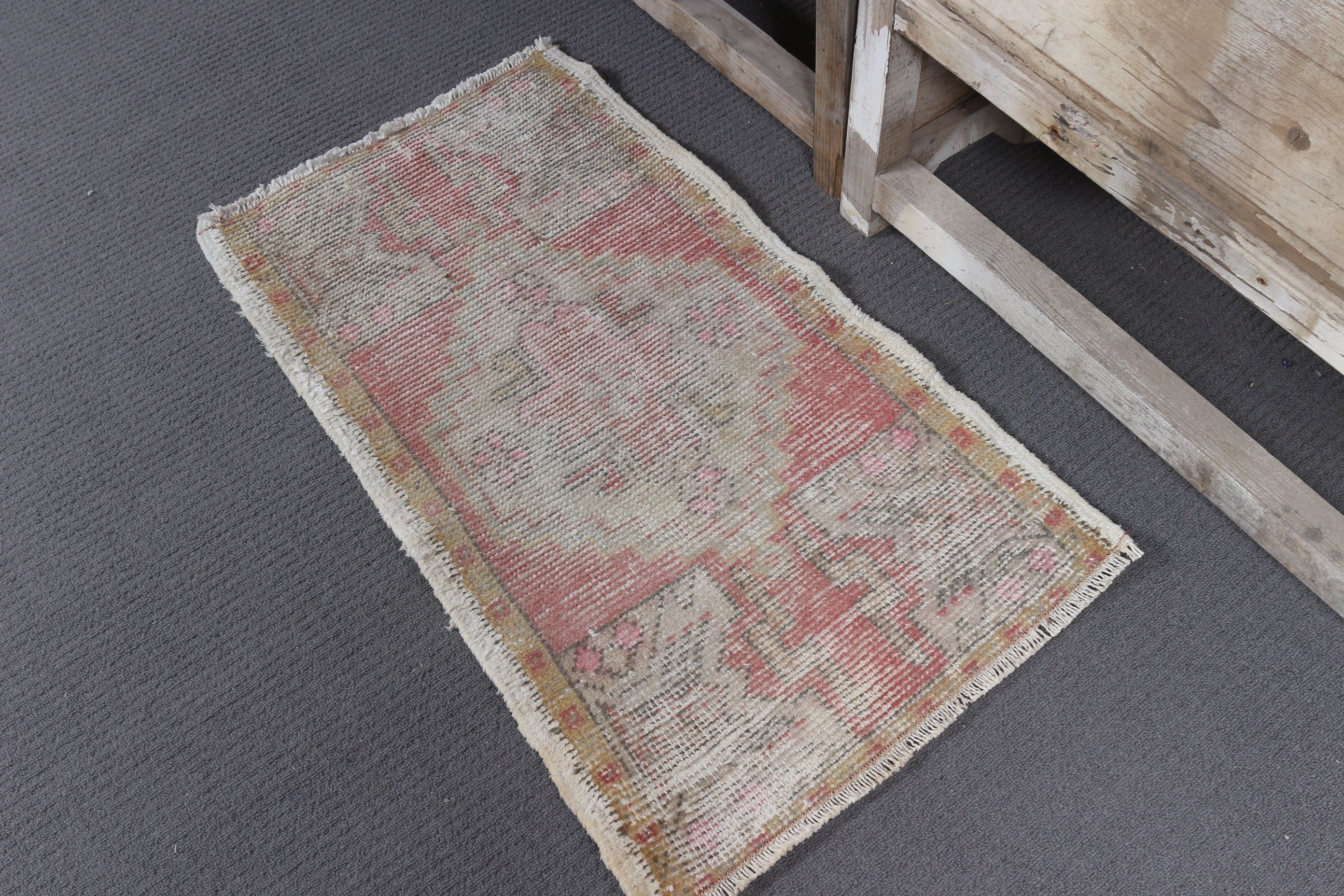 Turkish Rug, Pink Kitchen Rugs, Car Mat Rugs, Rugs for Entry, Vintage Rugs, Door Mat Rug, Oriental Rug, Kitchen Rug, 1.5x2.8 ft Small Rugs