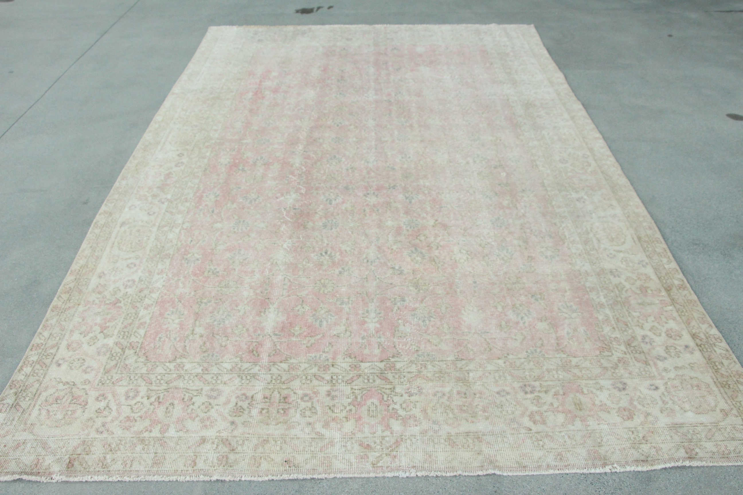 Antique Rugs, Vintage Rug, Salon Rug, Dining Room Rugs, Turkish Rugs, Kitchen Rug, Tribal Rug, 6.4x10.2 ft Large Rug, Beige Oushak Rugs