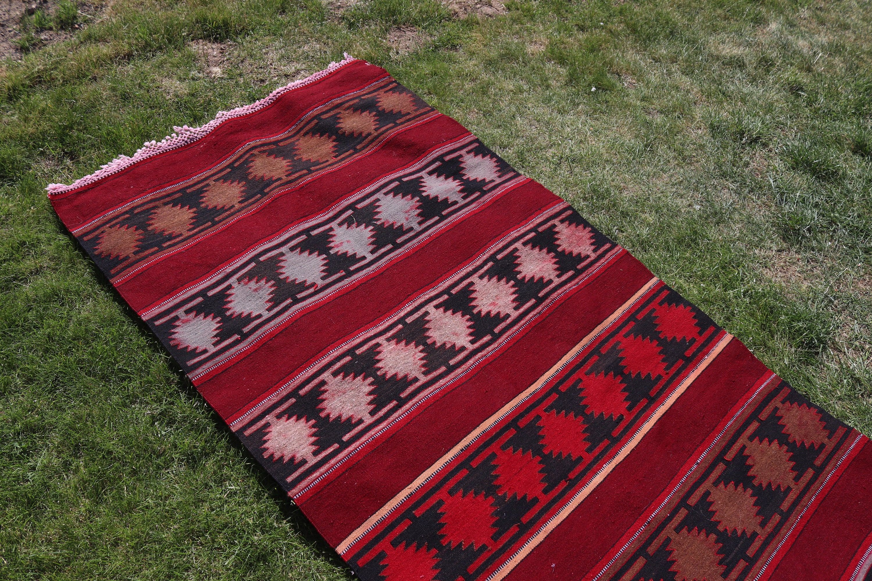 Kilim, Vintage Halılar, Runner Halıları, 3.1x11.1 ft Runner Halıları, Türk Halısı, Lüks Halı, Kırmızı Ev Dekor Halıları, Koridor Halıları, Açıklama Halıları