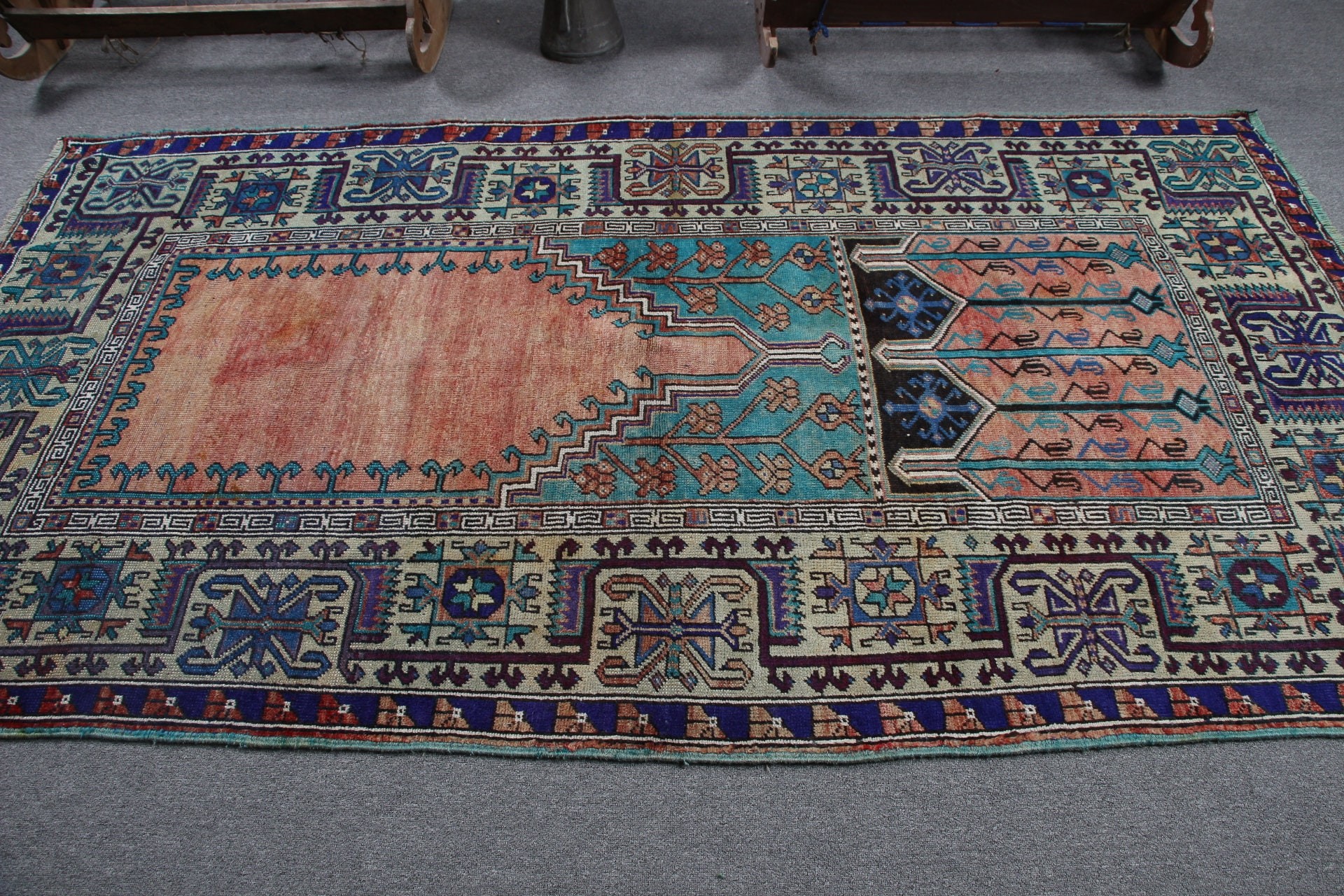 Cool Rug, Blue  4.7x8.6 ft Large Rug, Salon Rug, Living Room Rug, Home Decor Rug, Turkish Rugs, Vintage Rugs, Flatweave Rug