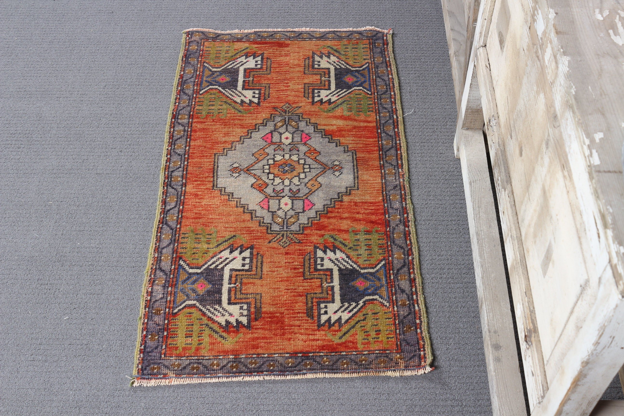 Pale Rug, Orange Oriental Rug, Bedroom Rug, Car Mat Rug, Wall Hanging Rug, Turkish Rug, 1.7x3.1 ft Small Rug, Vintage Rug