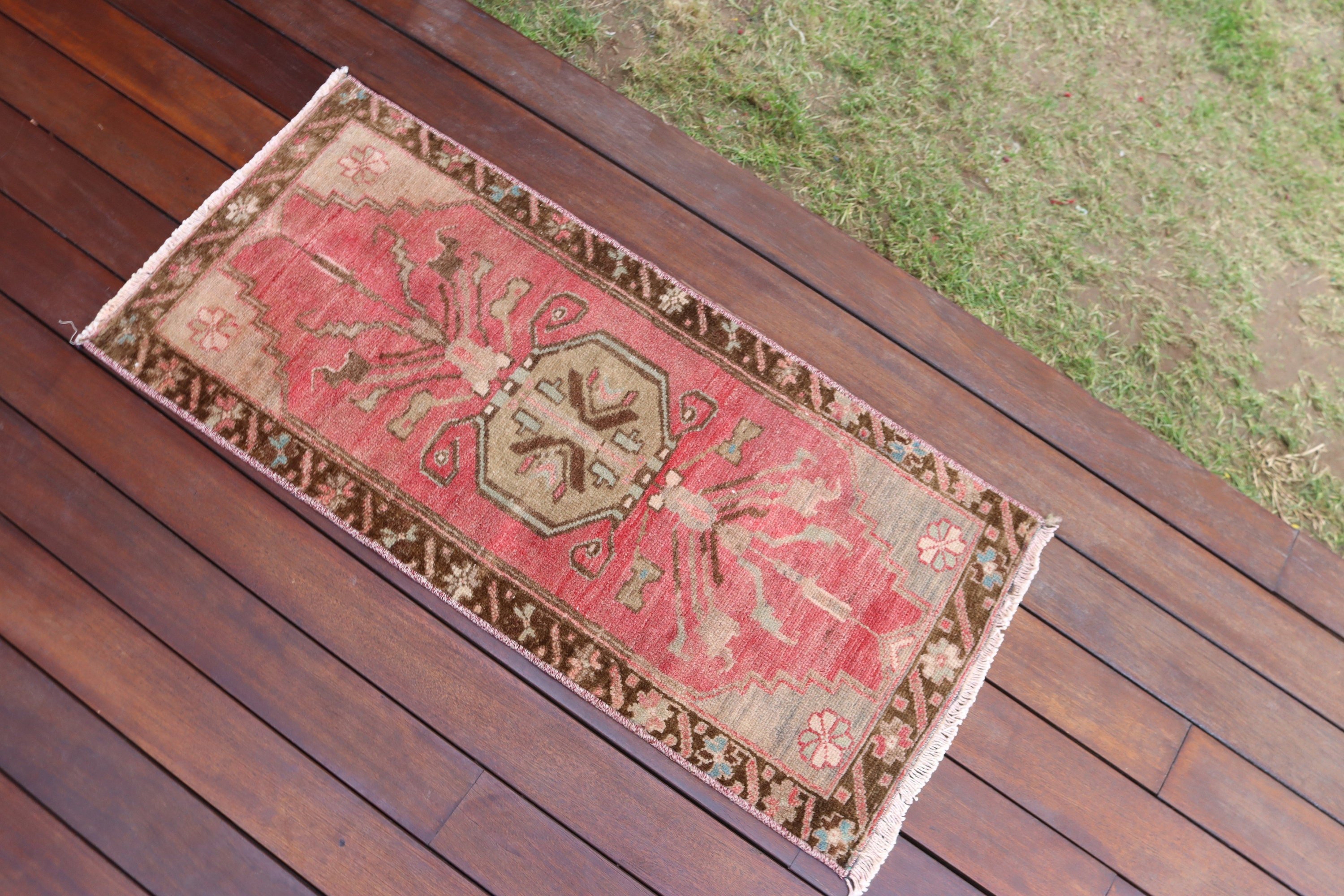 Rugs for Bath, Luxury Rug, 1.5x3.3 ft Small Rugs, Vintage Rugs, Nursery Rug, Turkish Rug, Kitchen Rugs, Antique Rug, Red Anatolian Rug