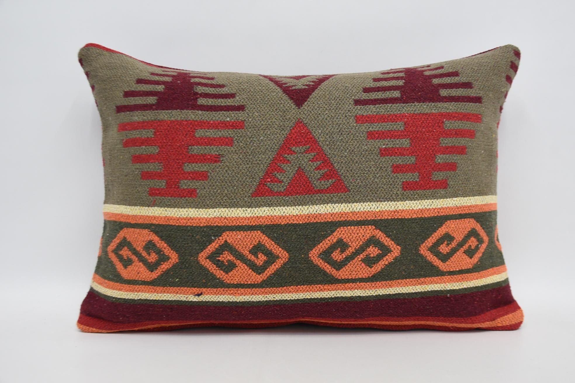 16"x24" Orange Pillow, Interior Designer Pillow, Kilim Pillow, Tribal Pillow Cover, Throw Kilim Pillow, Anatolian Pillow Sham