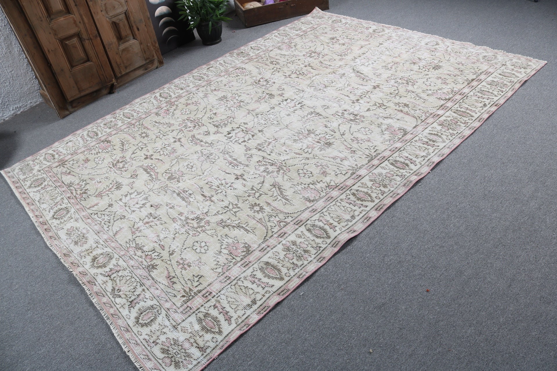 Salon Rug, Beige Home Decor Rug, Bedroom Rug, 6.1x8.9 ft Large Rugs, Organic Rugs, Large Boho Rugs, Vintage Rug, Antique Rugs, Turkish Rugs