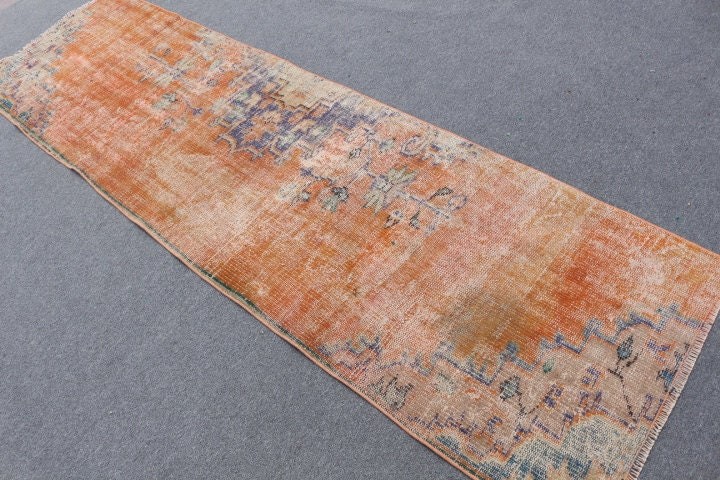 Turkish Rug, Antique Rug, Stair Rug, Oriental Rugs, Orange Kitchen Rugs, 2.3x8.6 ft Runner Rugs, Vintage Rugs, Turkey Rug, Rugs for Runner