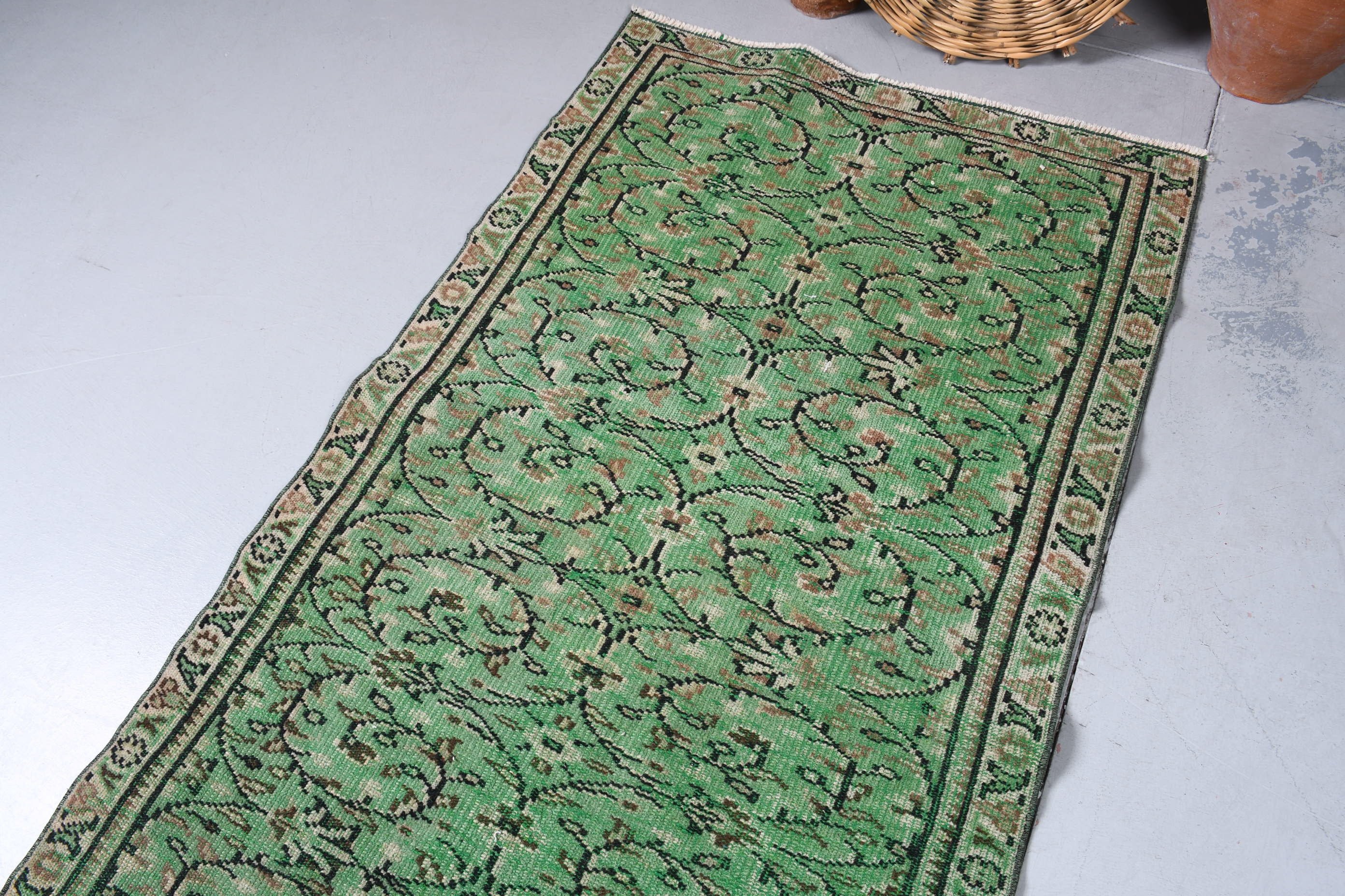 Turkish Rugs, Rugs for Bedroom, Kitchen Rug, Green Wool Rug, 3.1x6.2 ft Accent Rug, Vintage Rugs, Dorm Rug, Cool Rug, Floor Rug, Entry Rugs