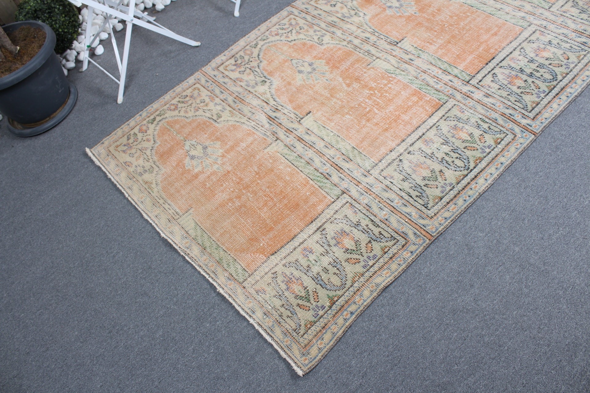 Nursery Rugs, Rugs for Indoor, Vintage Rug, 4x7.1 ft Area Rugs, Home Decor Rug, Bedroom Rug, Turkish Rug, Orange Home Decor Rugs, Wool Rug