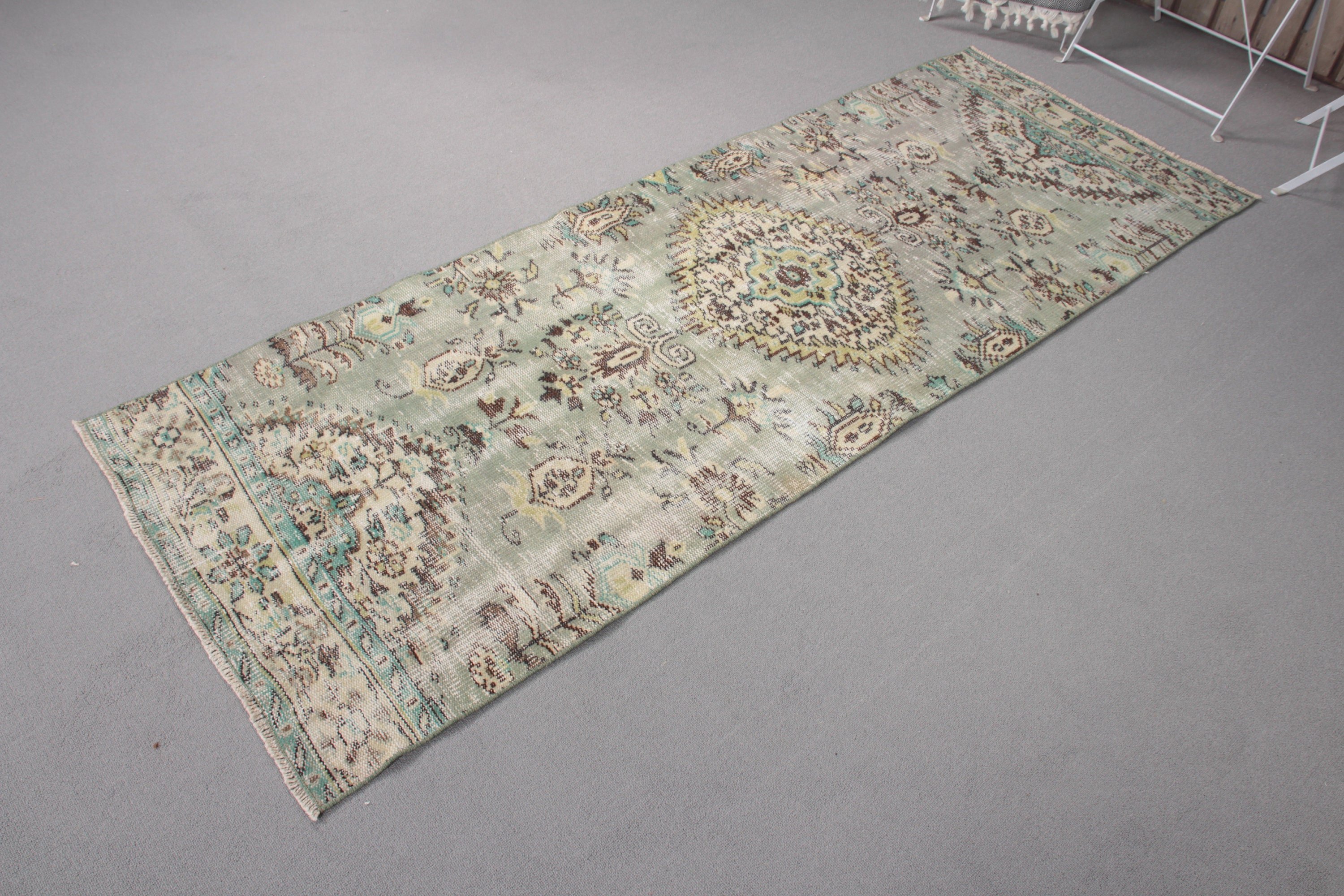 Corridor Rug, Green Floor Rugs, Vintage Rug, Turkish Rug, Moroccan Rug, Rugs for Runner, 2.7x7 ft Runner Rugs, Kitchen Rugs