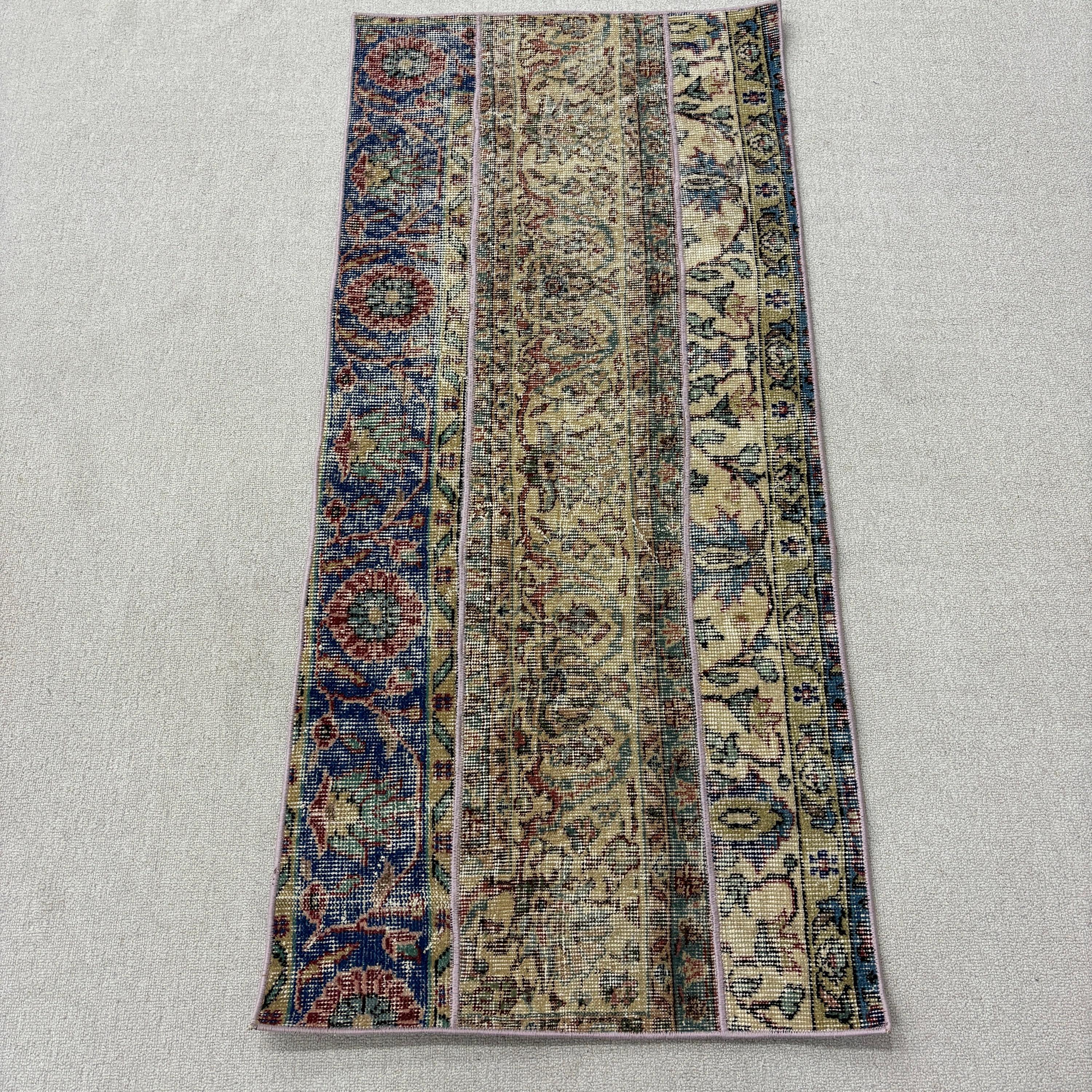 Turkish Rug, Vintage Rugs, 2.2x4.8 ft Small Rug, Luxury Rugs, Beige Oushak Rugs, Car Mat Rugs, Floor Rug, Small Area Rugs, Bohemian Rugs