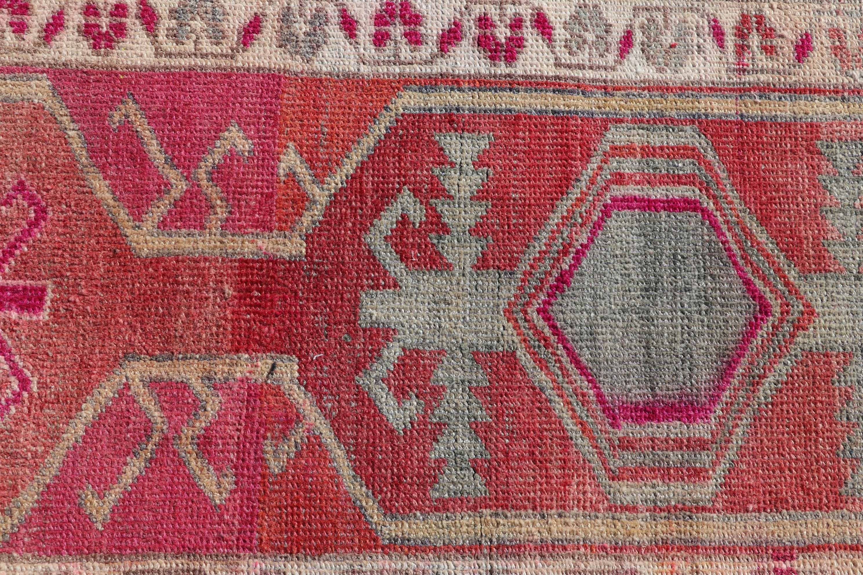 Vintage Rug, Turkish Rug, Bathroom Rug, Rugs for Bathroom, Oushak Rug, 2.4x3.4 ft Small Rug, Cute Rug, Red Cool Rug, Floor Rug, Nursery Rug