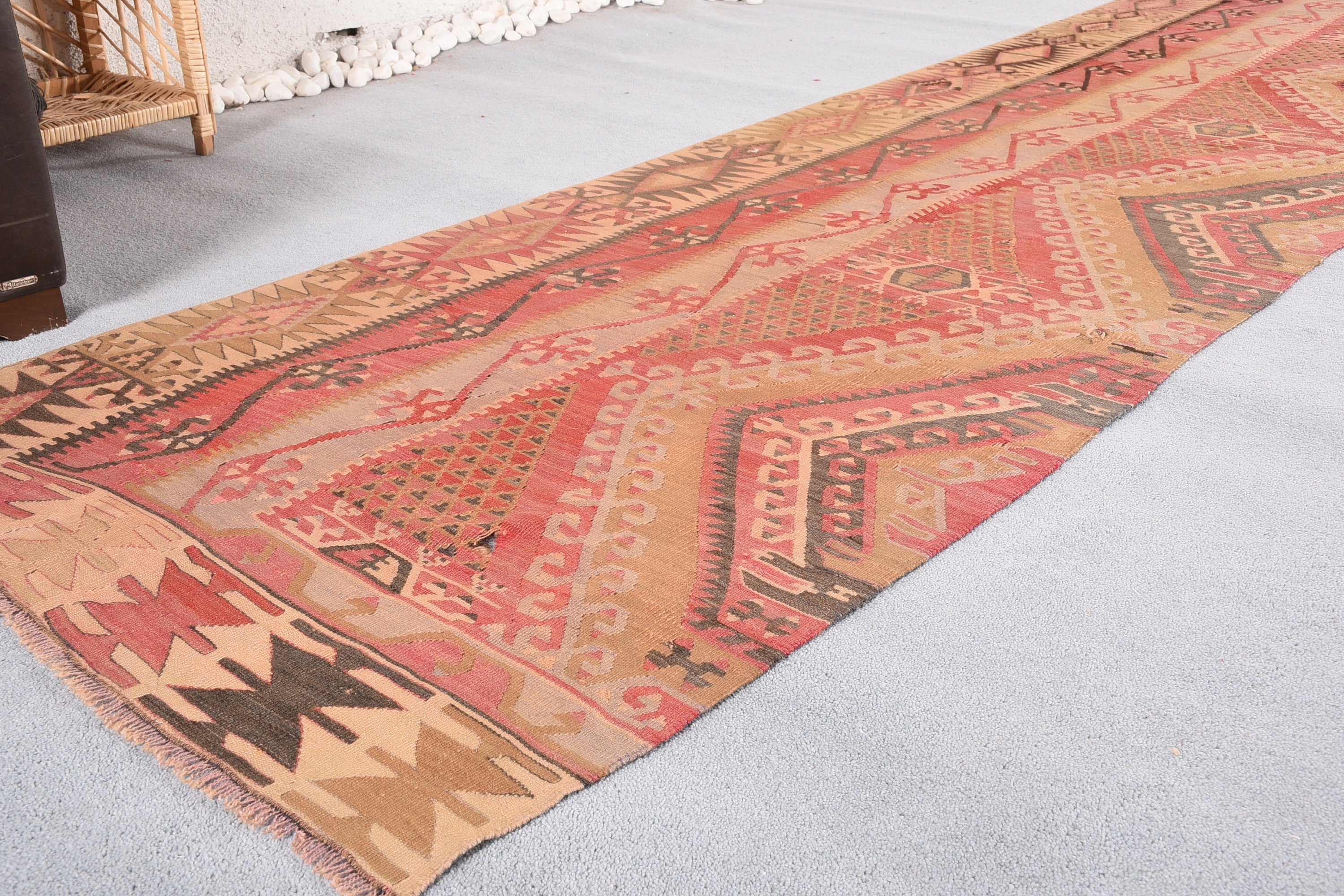 Koridor Halıları, 3.1x12.4 ft Koşucu Halısı, Kırmızı Soğuk Halılar, Ev Dekorasyonu Halısı, Vintage Halı, Yer Halısı, Merdiven Halıları, Kilim, Türk Halısı