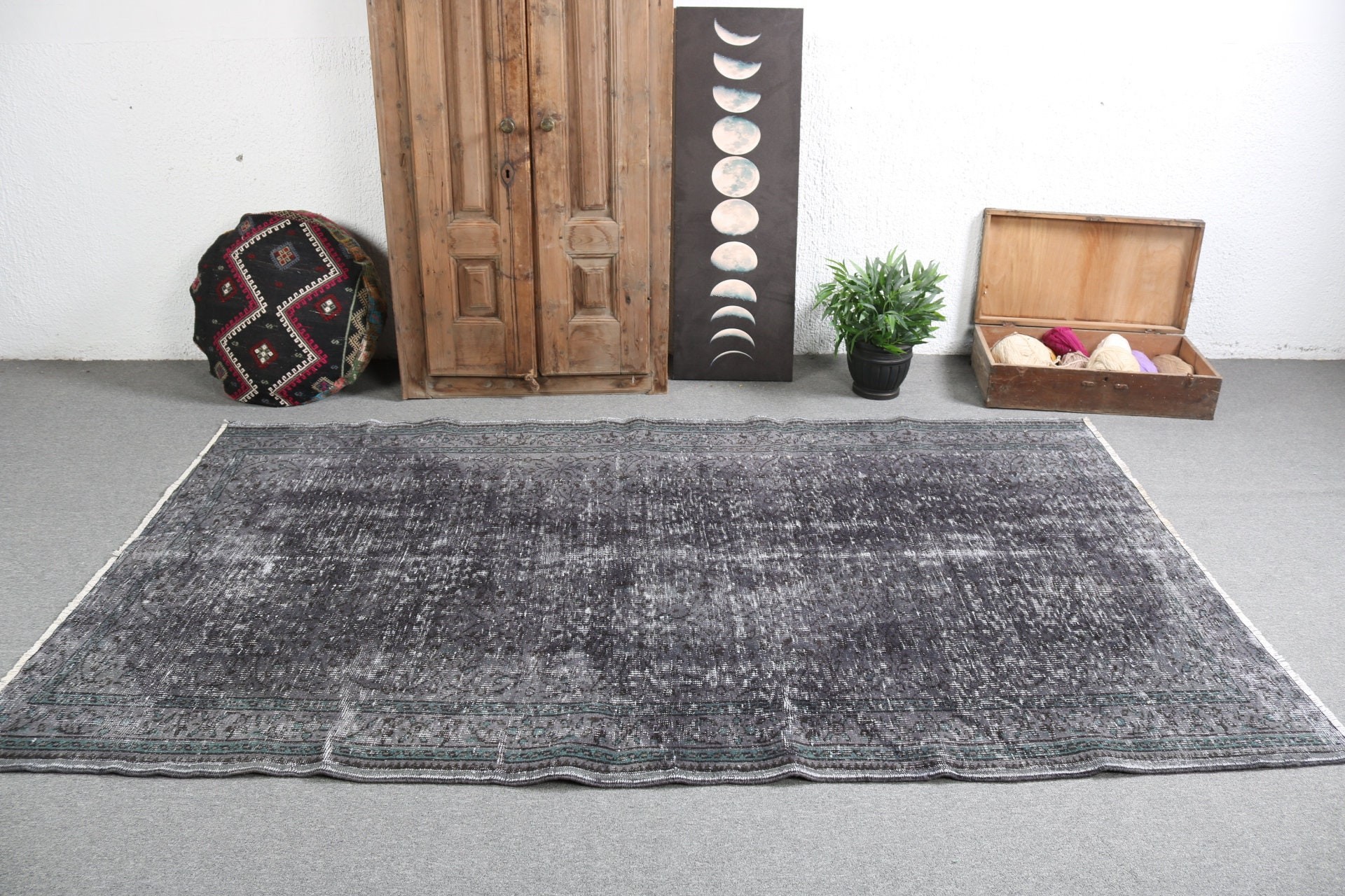 Floor Rug, Dining Room Rug, 5.2x8.8 ft Large Rug, Turkish Rug, Vintage Rug, Statement Rug, Gray Cool Rug, Living Room Rug, Luxury Rugs