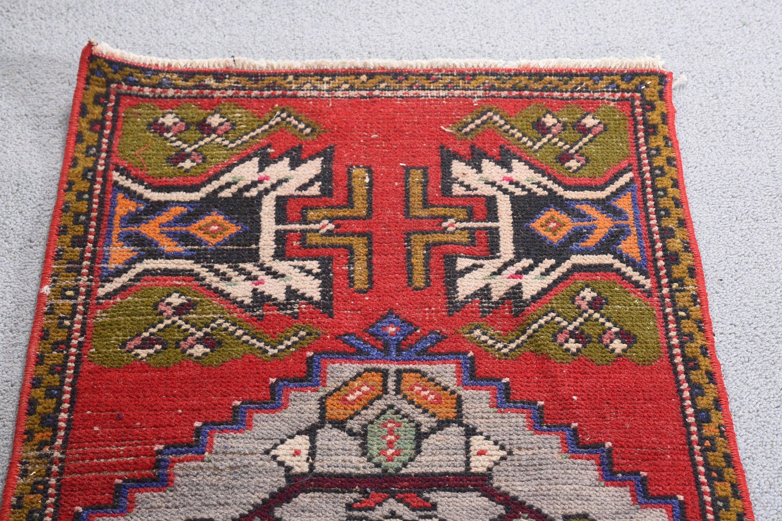 Giriş Halıları, Vintage Halılar, Araba Paspas Halıları, Anadolu Halısı, Kırmızı Fas Halıları, Giriş Halısı, 1.5x3.3 ft Küçük Halı, Fas Halısı, Türk Halısı