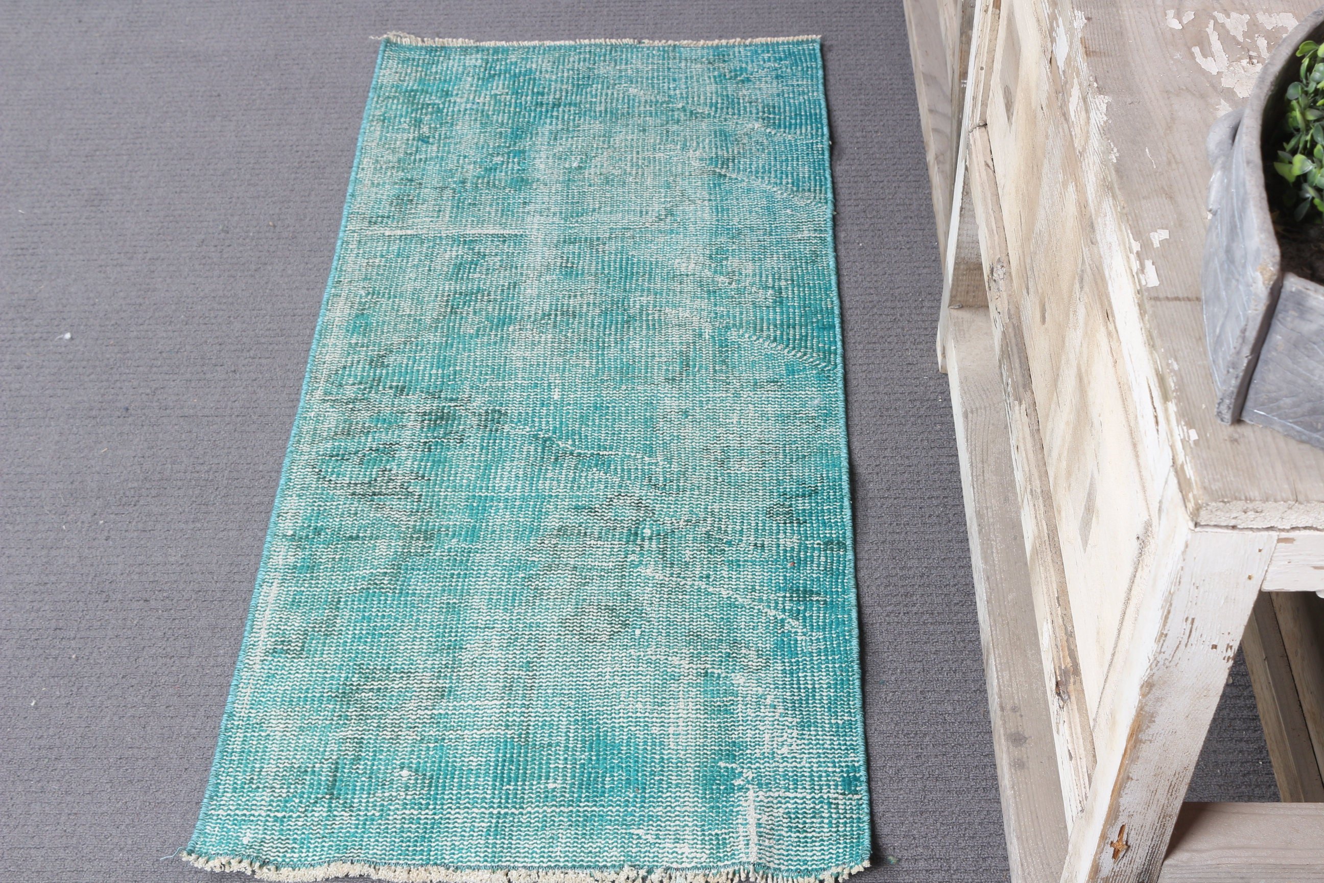 Turkish Rugs, Rugs for Entry, Vintage Rug, Antique Rug, Kitchen Rug, Green  1.8x3.8 ft Small Rug, Entry Rug, Wool Rug