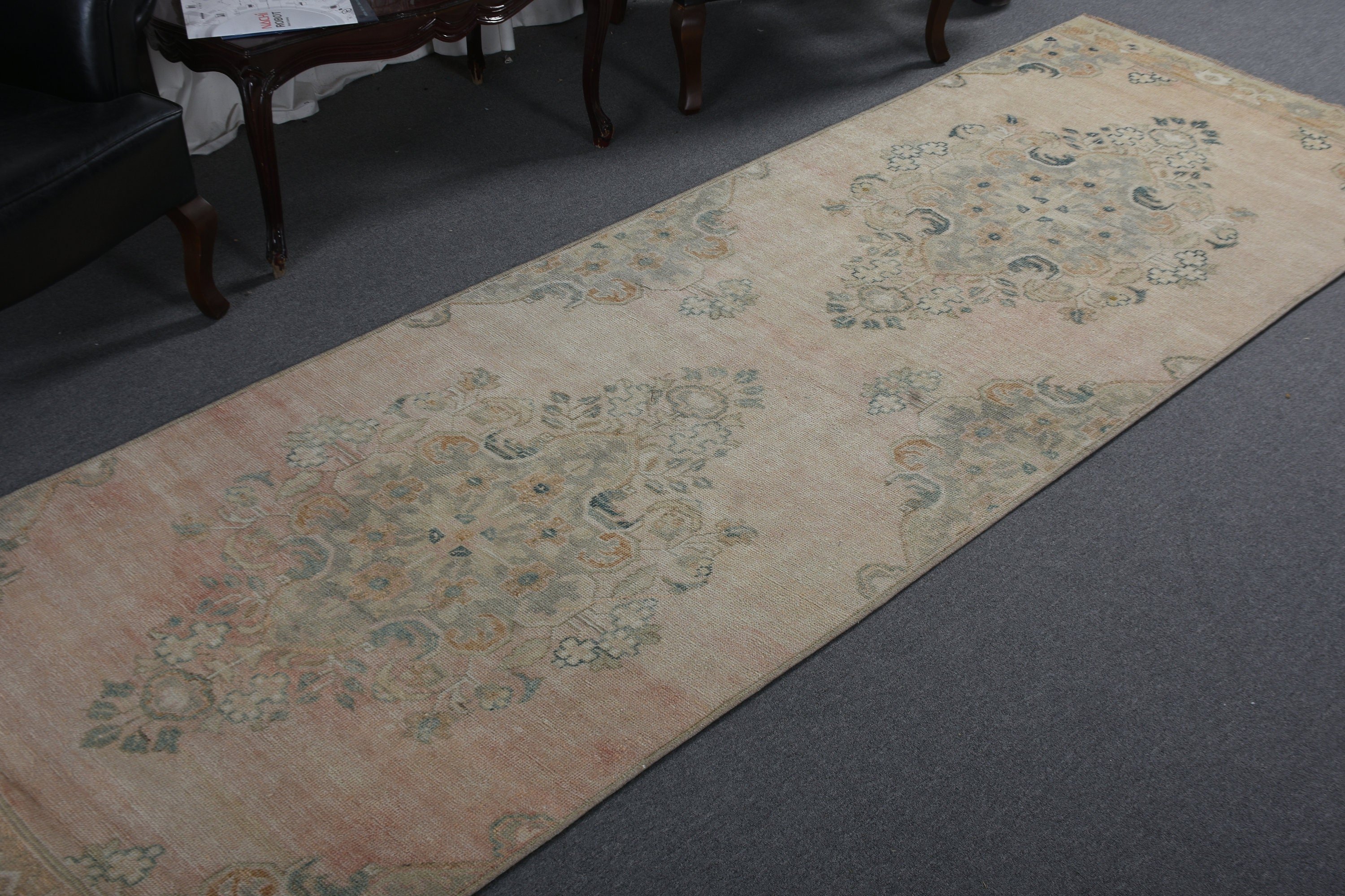 Koridor Halıları, Koridor Halıları, Vintage Halı, Oushak Halı, Türk Halısı, 3.7x11 ft Runner Halıları, Sevimli Halılar, Kahverengi Ev Dekorasyonu Halıları, Antika Halı