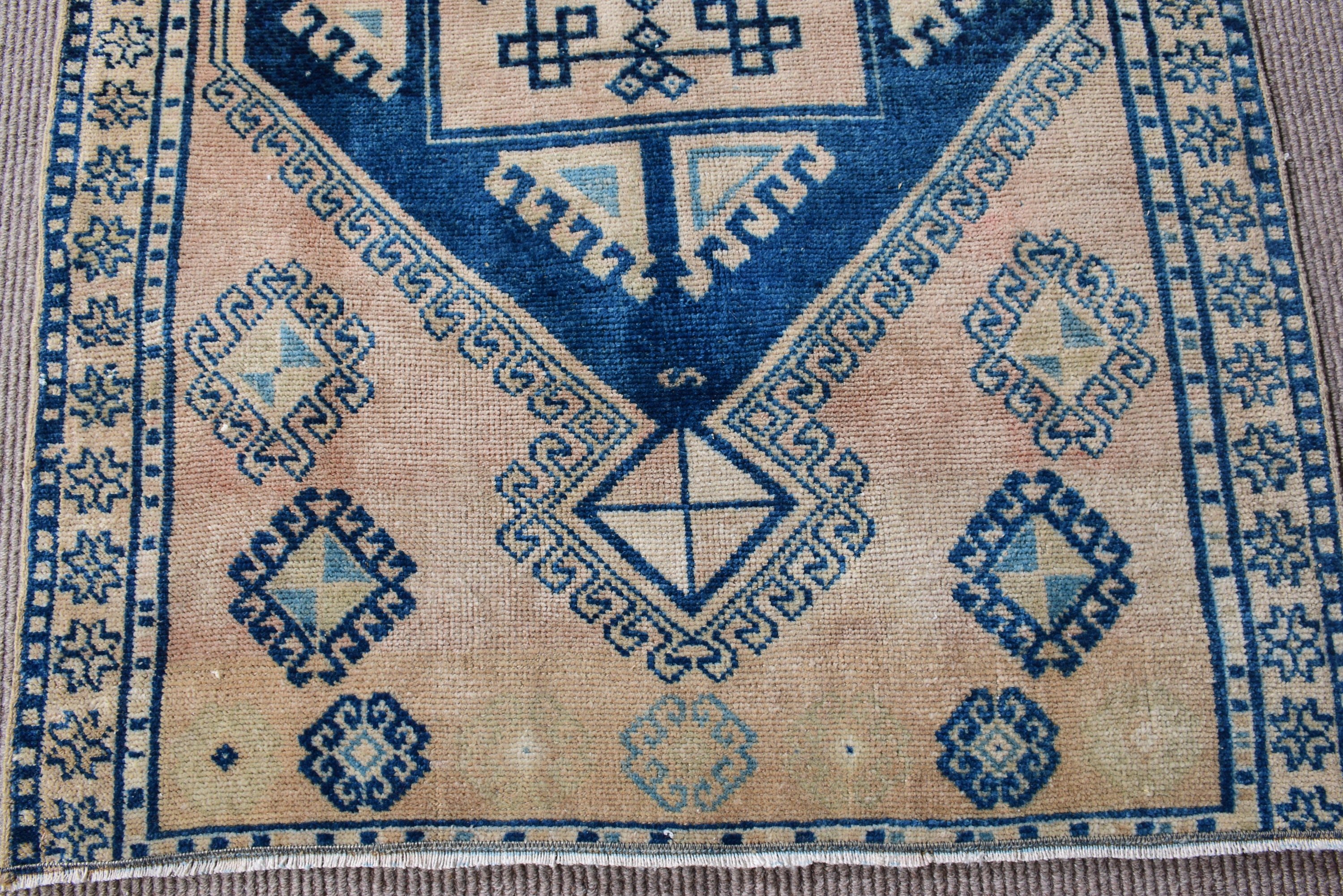 Vintage Rug, Rugs for Hallway, Turkish Rug, Handwoven Rug, Moroccan Rugs, Blue Kitchen Rug, Antique Rug, Stair Rug, 3.1x8.3 ft Runner Rug