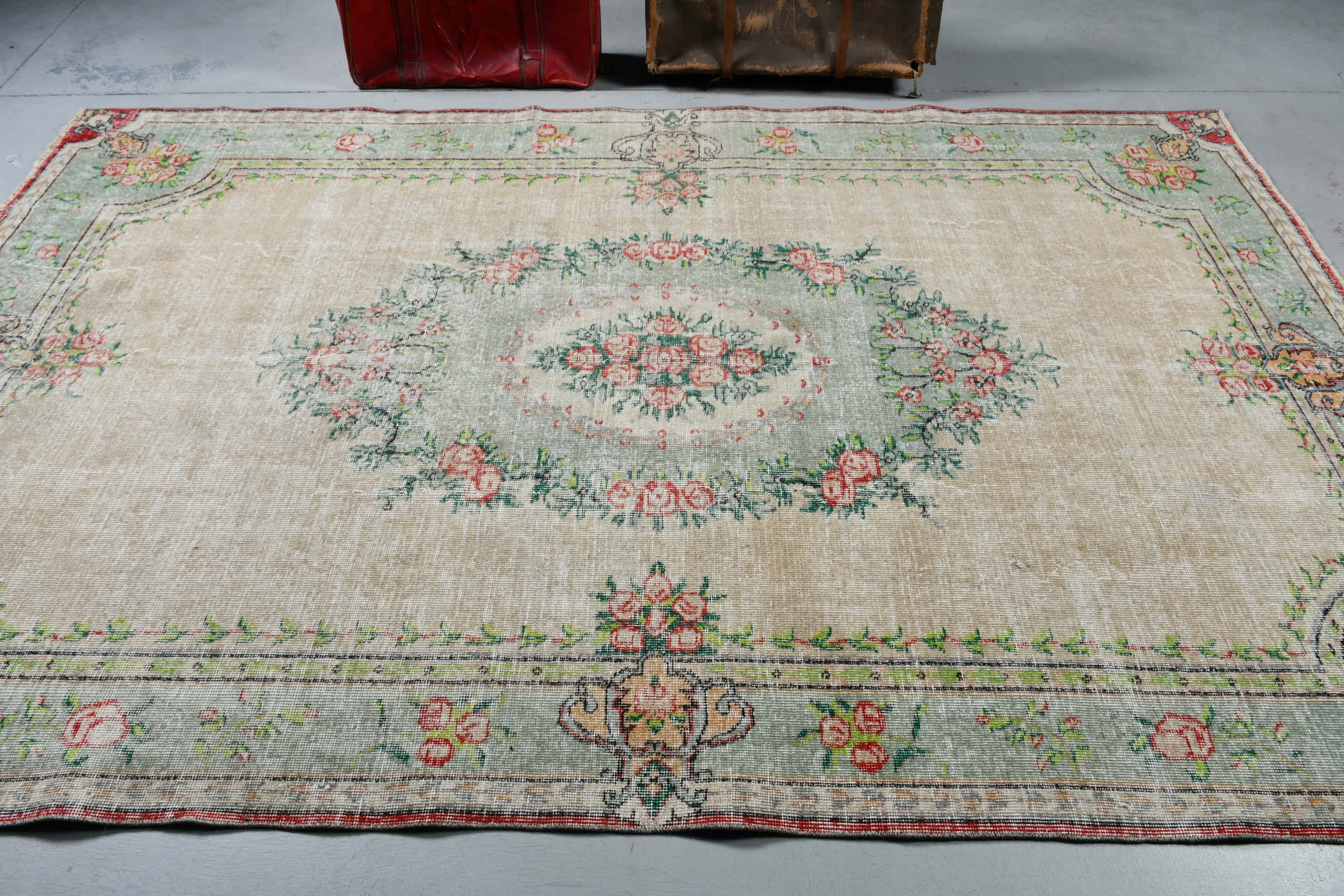 Salon Rug, Antique Rugs, Living Room Rugs, Turkish Rugs, Beige Antique Rug, 5.4x9.4 ft Large Rug, Vintage Rug, Oushak Rug, Retro Rugs