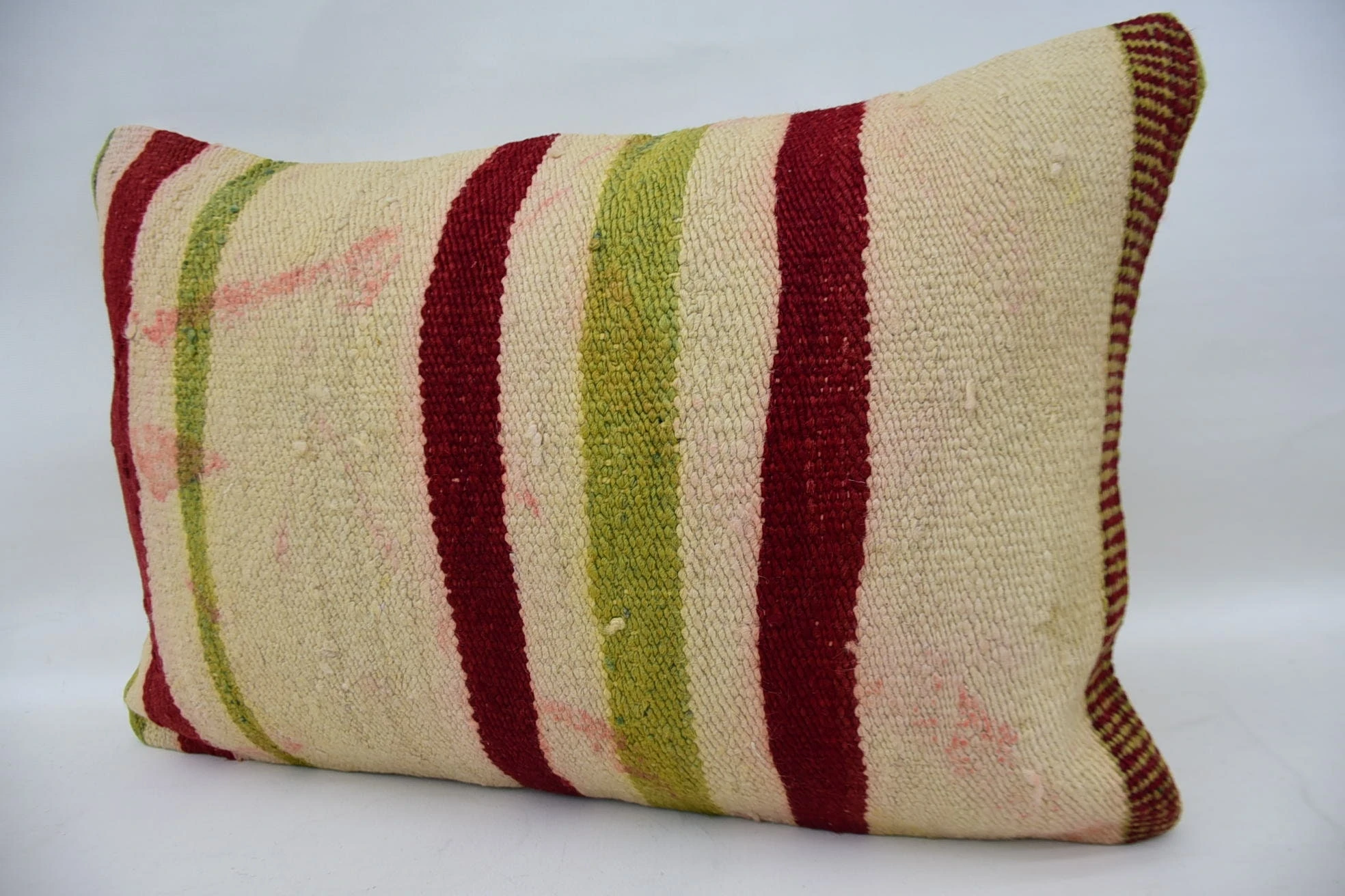 Kilim Cushion Sham, Anatolian Pillow Cover, 16"x24" Beige Pillow Cover, Vintage Kilim Pillow, Pillow for Couch, Kilim Rug Cushion
