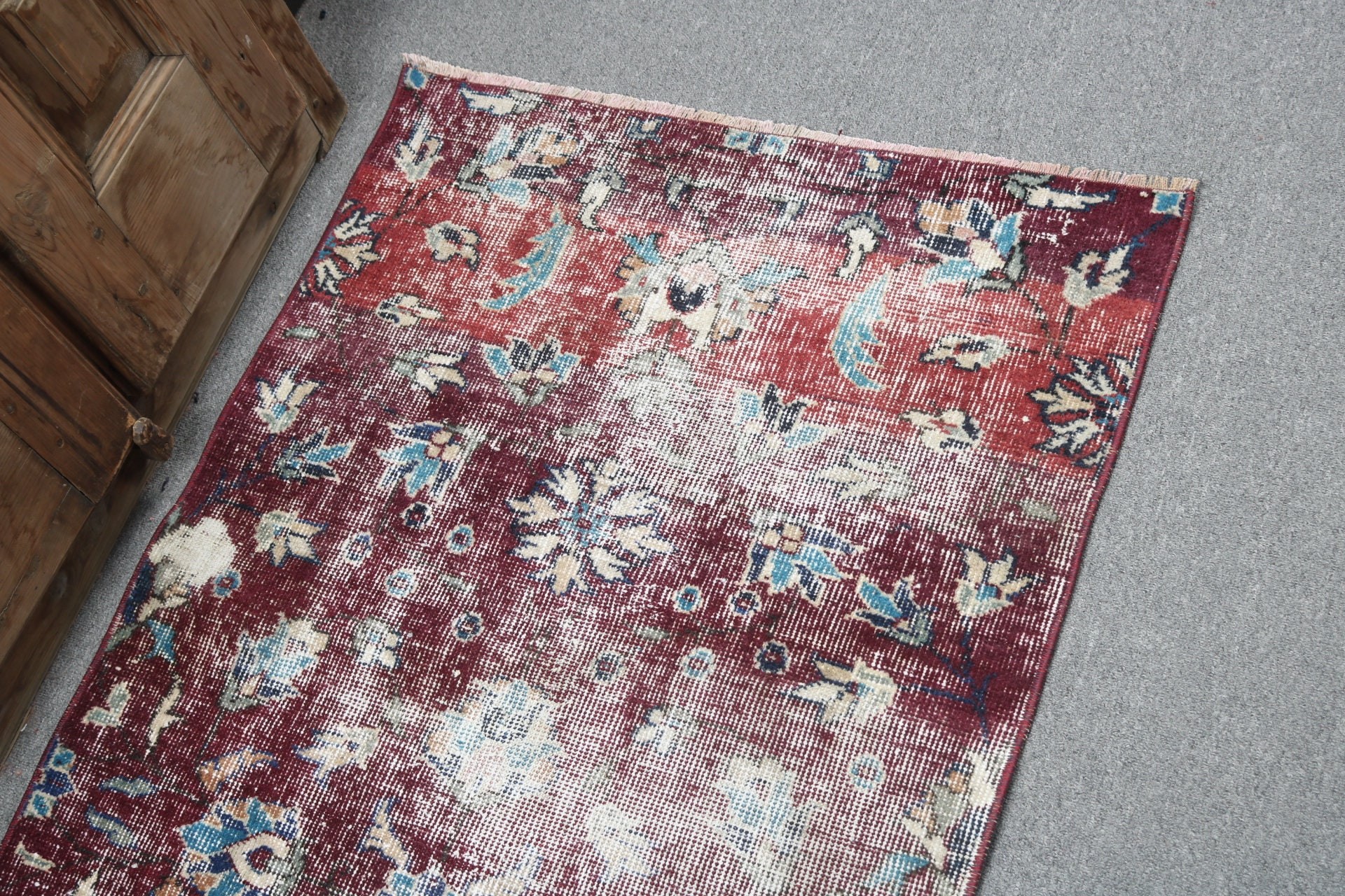 Türk Halısı, Kapı Paspası Halısı, Mor Antika Halı, Yün Halısı, Mutfak Halısı, Vintage Halı, 2.6x3.7 ft Küçük Halı, Oushak Halısı, Banyo Halıları