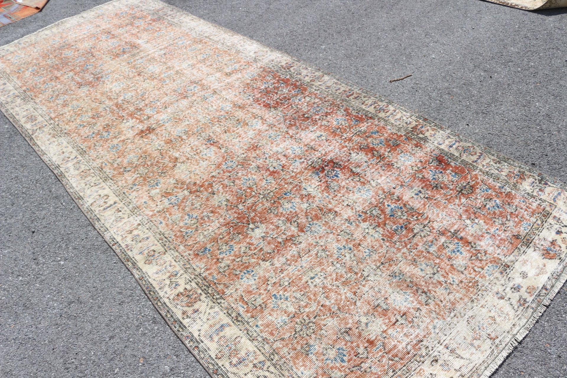 Turkish Rug, Dining Room Rug, Oriental Rug, 4.8x11.8 ft Large Rug, Orange Home Decor Rugs, Vintage Rug, Living Room Rug, Oushak Rug