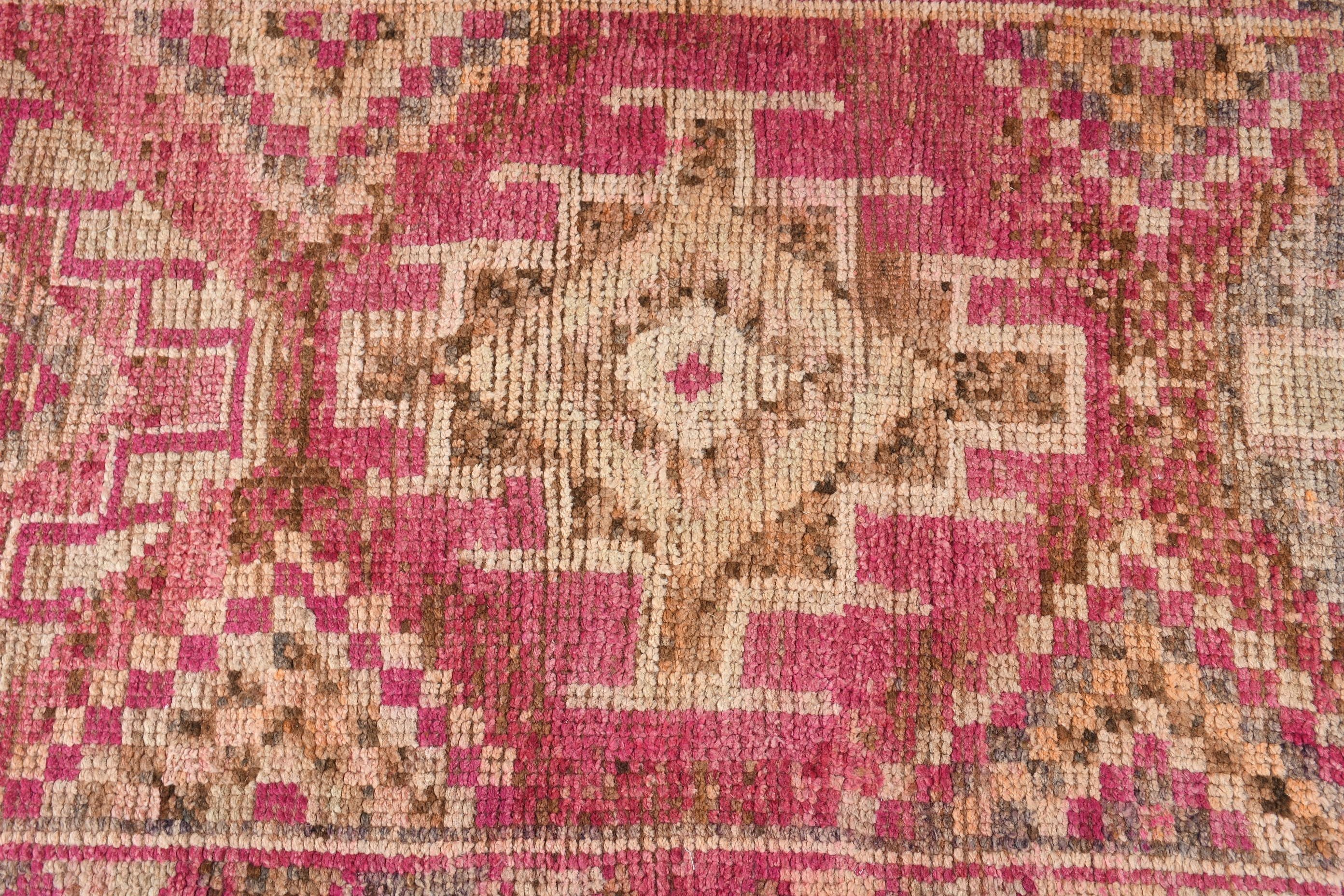 Turkish Rug, Pink Bedroom Rug, Vintage Rug, Rugs for Corridor, 2.6x11.2 ft Runner Rug, Anatolian Rug, Corridor Rugs, Boho Rug