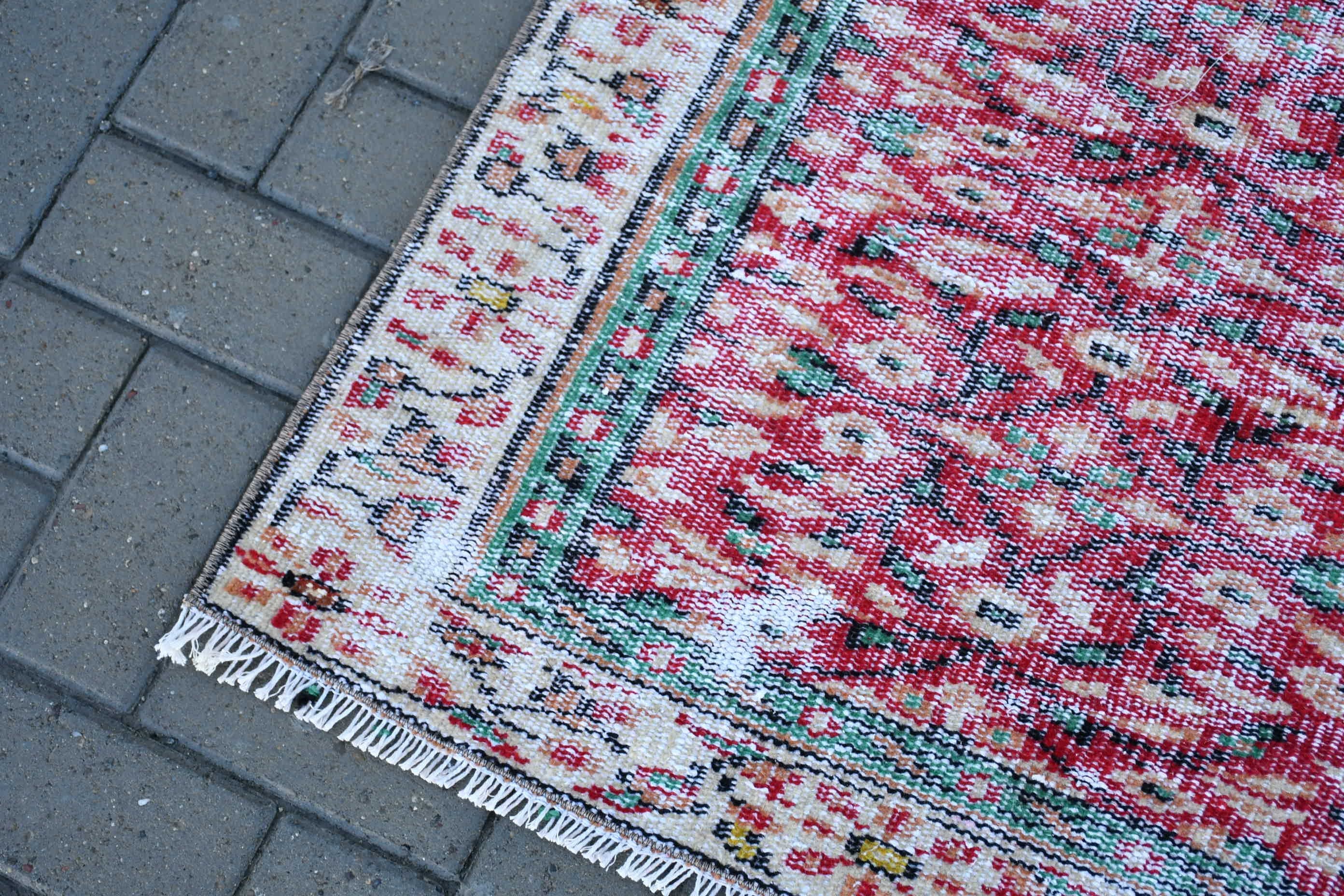 Red Kitchen Rug, Vintage Rugs, 4.7x8 ft Area Rugs, Turkish Rug, Wool Rug, Vintage Decor Rug, Living Room Rug, Rugs for Area