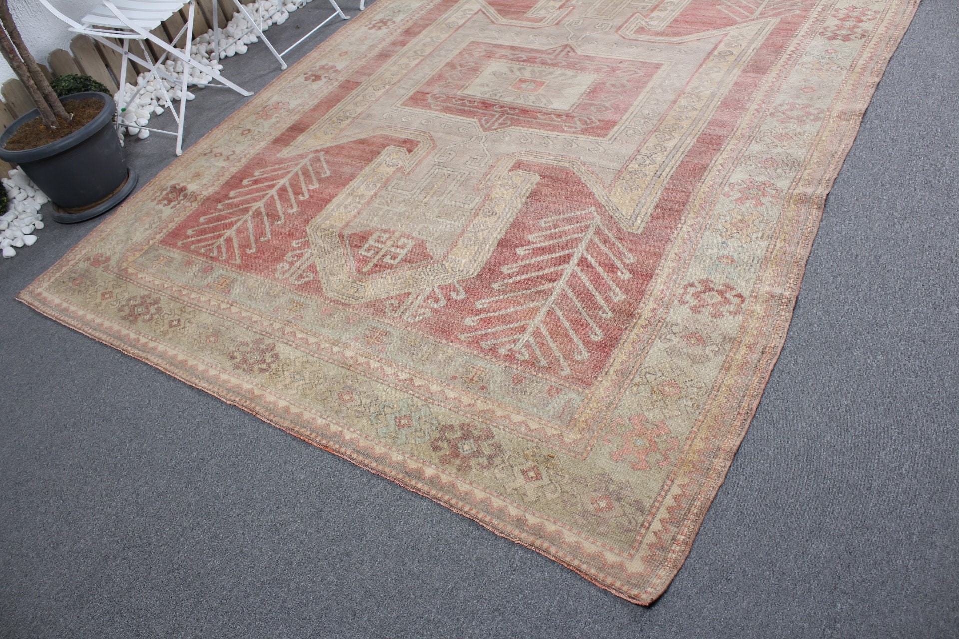 Oversize Turkish Rug, Saloon Rugs, Red Home Decor Rug, Bedroom Rugs, Boho Rug, Vintage Rugs, 7.1x9.9 ft Oversize Rug, Turkish Rug