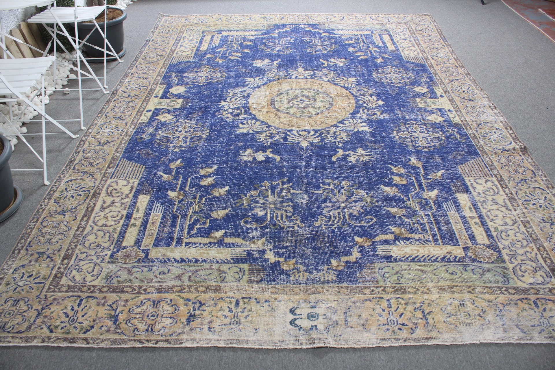 Blue Moroccan Rug, Salon Rug, Oriental Rug, Aztec Rug, Turkish Rug, 8.1x10.9 ft Oversize Rugs, Living Room Rugs, Vintage Rugs, Antique Rug