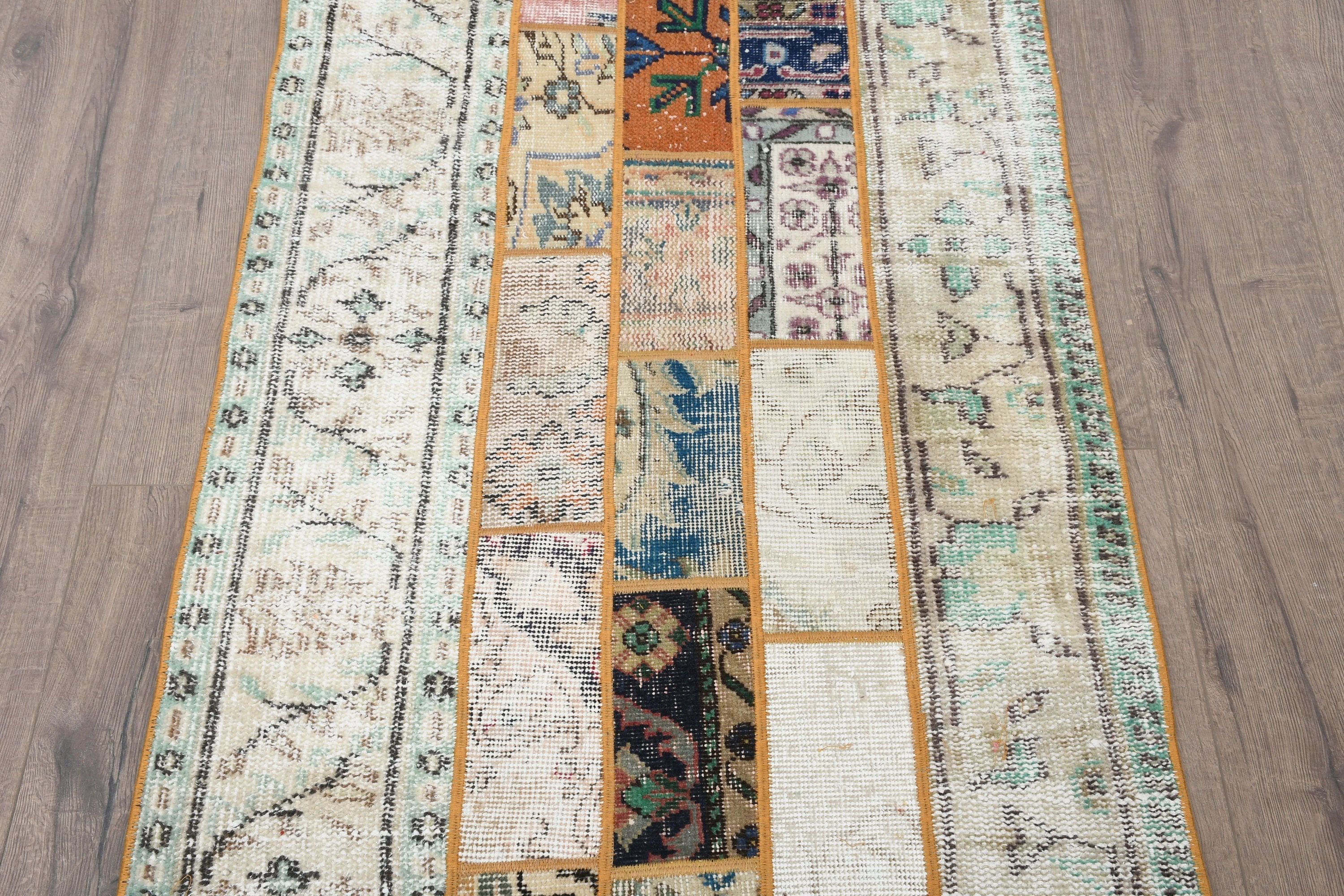 Vintage Rug, 2.7x8.5 ft Runner Rug, Corridor Rug, Wedding Rugs, Rugs for Kitchen, Bedroom Rug, Turkish Rug, Beige Kitchen Rug, Oushak Rug