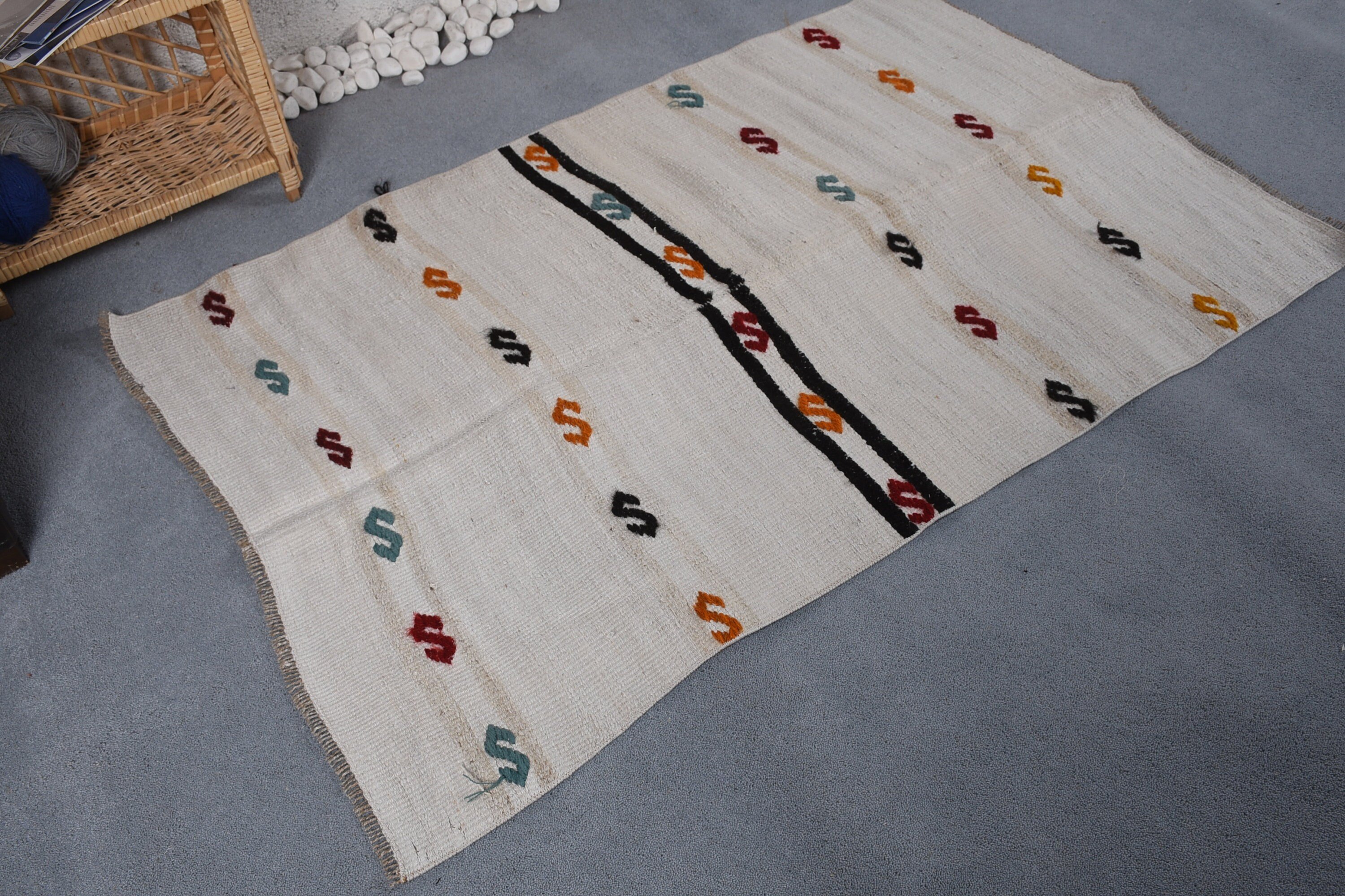 Kitchen Rugs, Colorful Rugs, Oriental Rugs, Entry Rug, Turkish Rugs, Rugs for Entry, Muted Rug, 3.3x5.1 ft Accent Rug, Vintage Rugs