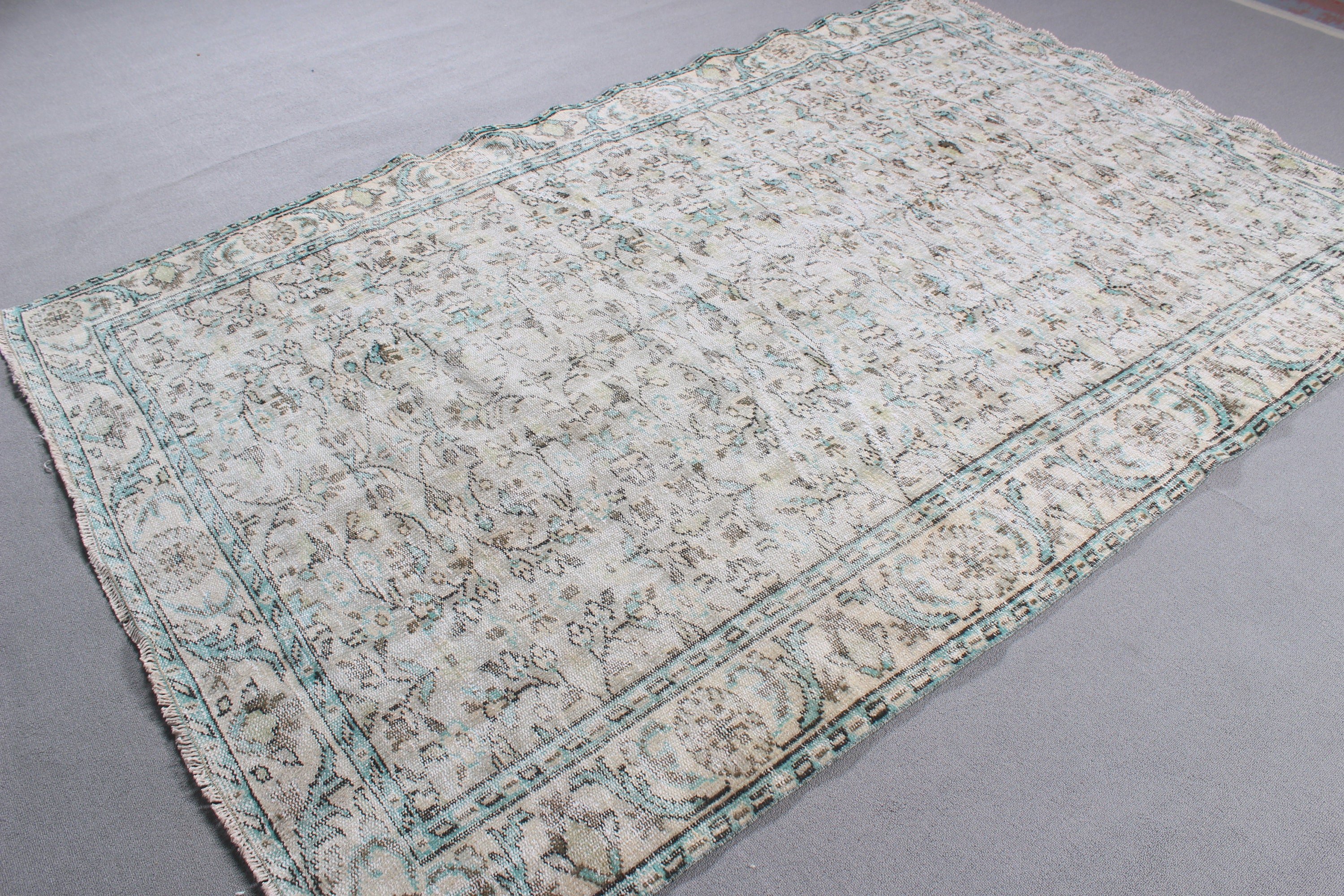 Geometric Rugs, Luxury Rug, Vintage Rugs, Turkish Rugs, 6x9.2 ft Large Rugs, Beige Kitchen Rug, Large Oushak Rugs, Large Vintage Rugs