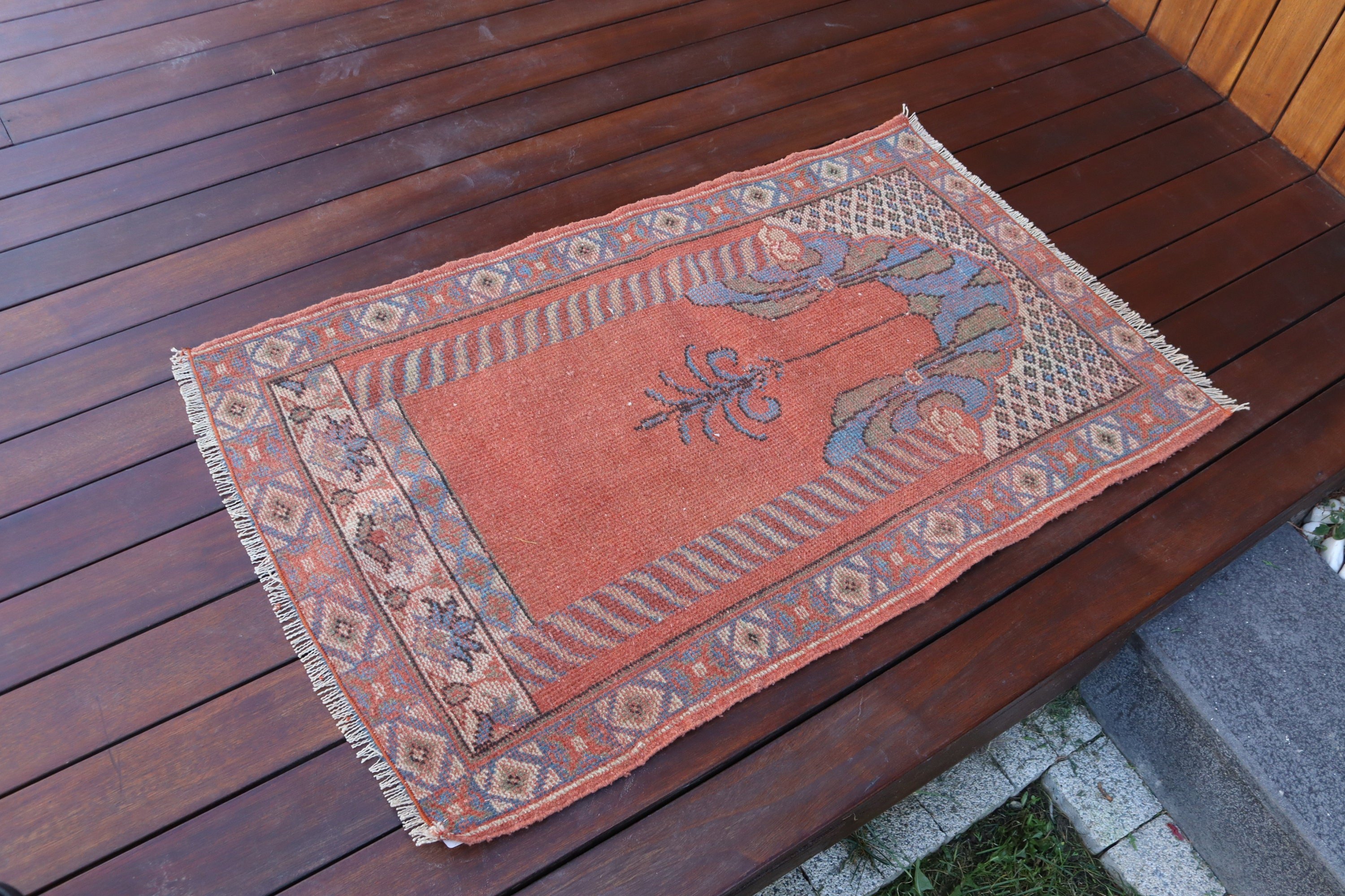 Türk Halısı, Vintage Halılar, Turuncu Geometrik Halılar, Yatak Odası Halısı, Küçük Vintage Halılar, Nötr Halılar, Mutfak Halısı, 2x3,3 ft Küçük Halılar