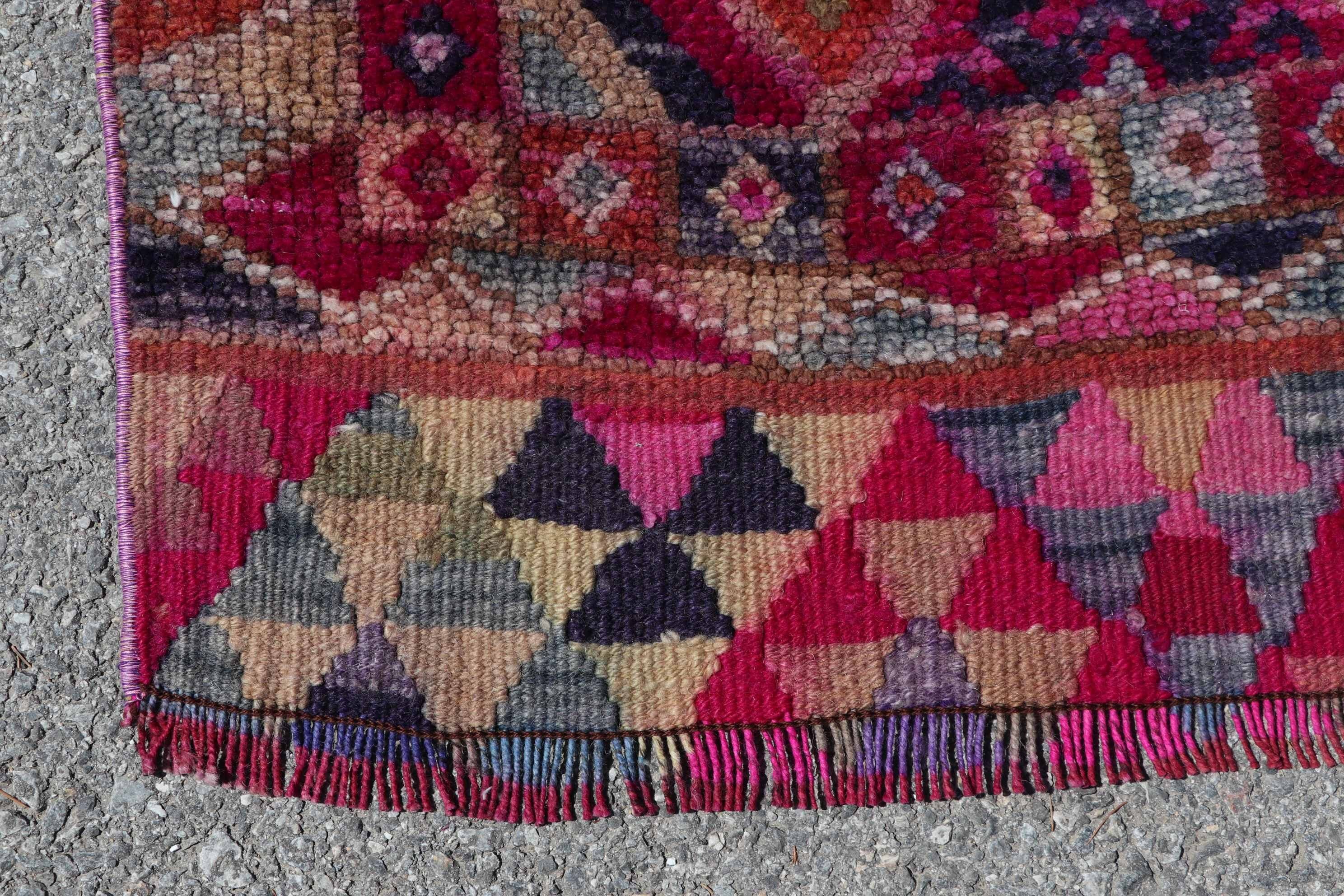 Vintage Rug, Turkish Rug, Rugs for Runner, 2.9x10.1 ft Runner Rugs, Bohemian Rug, Stair Rugs, Pink Floor Rug, Anatolian Rug, Cool Rug