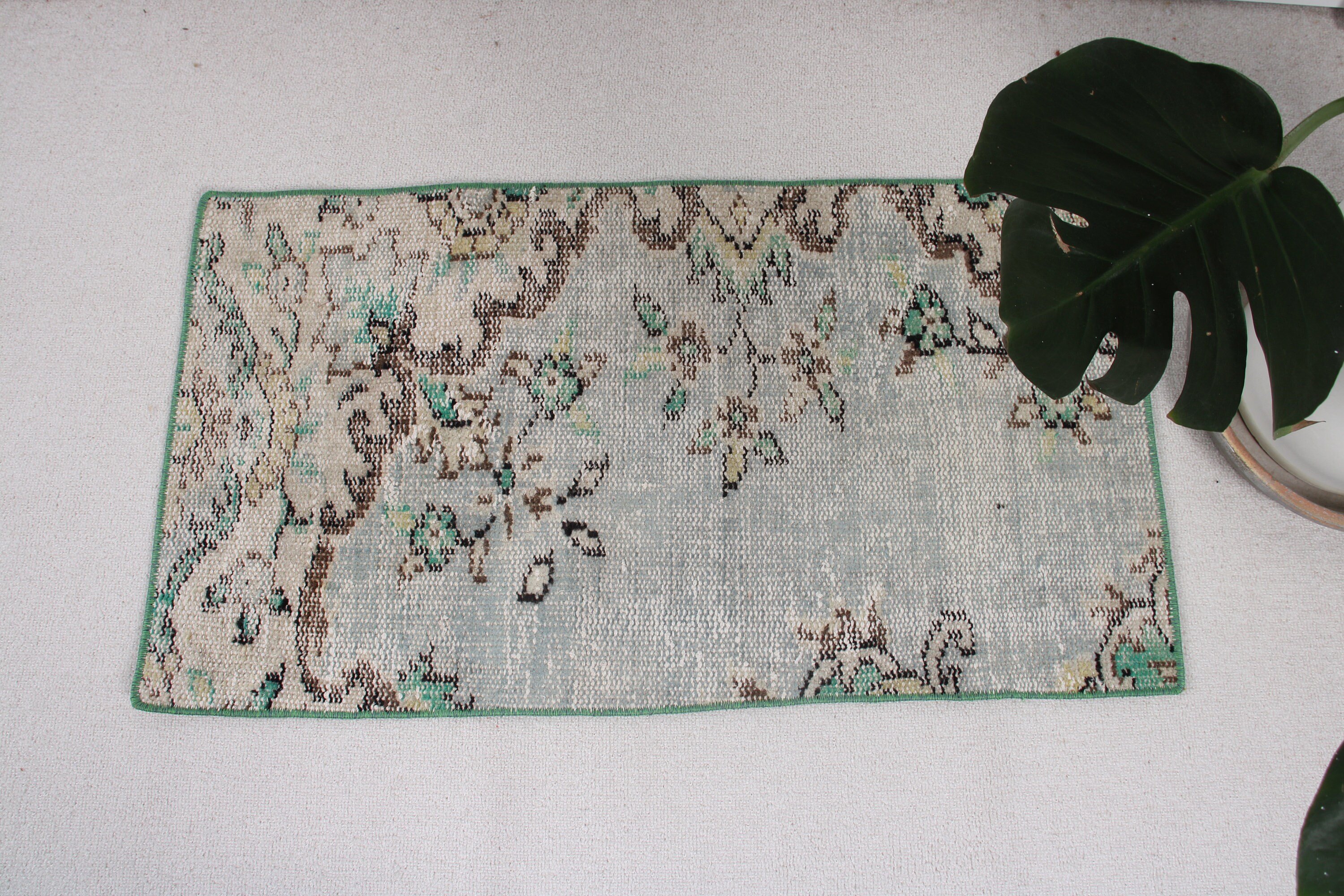 Küçük Alan Halısı, Yatak Odası Halıları, 1.6x3 ft Küçük Halılar, Yün Halı, Yeşil Açıklama Halısı, Lüks Halı, Vintage Halılar, Türk Halısı, Dekoratif Halı