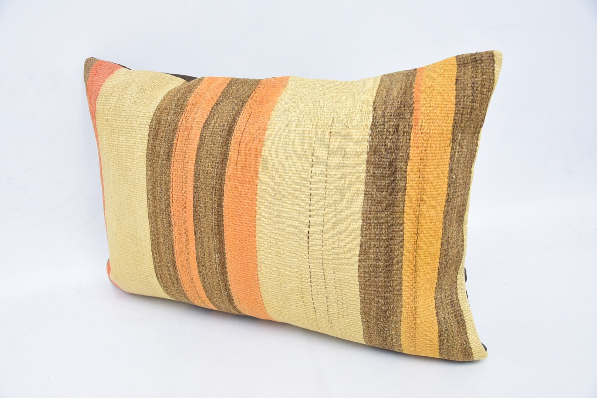 16"x24" Beige Cushion Cover, Vintage Kilim Pillow, Turkish Bench Pillow Case, Kilim Cushion Sham, Handmade Kilim Cushion, Bolster Pillow