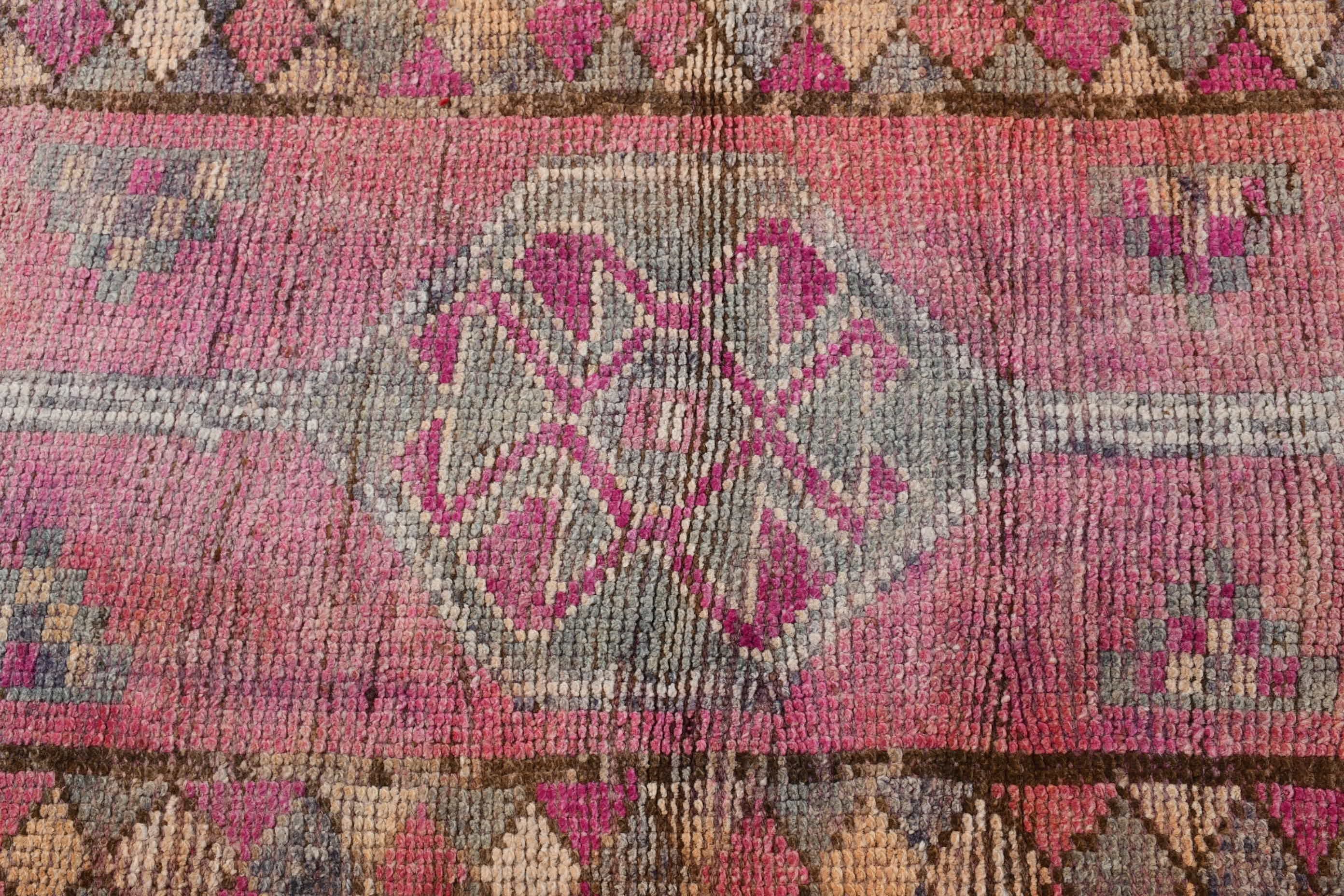 Designer Rug, Vintage Rug, 2.4x8.9 ft Runner Rugs, Pink Home Decor Rug, Hallway Rug, Turkish Rug, Moroccan Rug, Kitchen Rug, Floor Rug