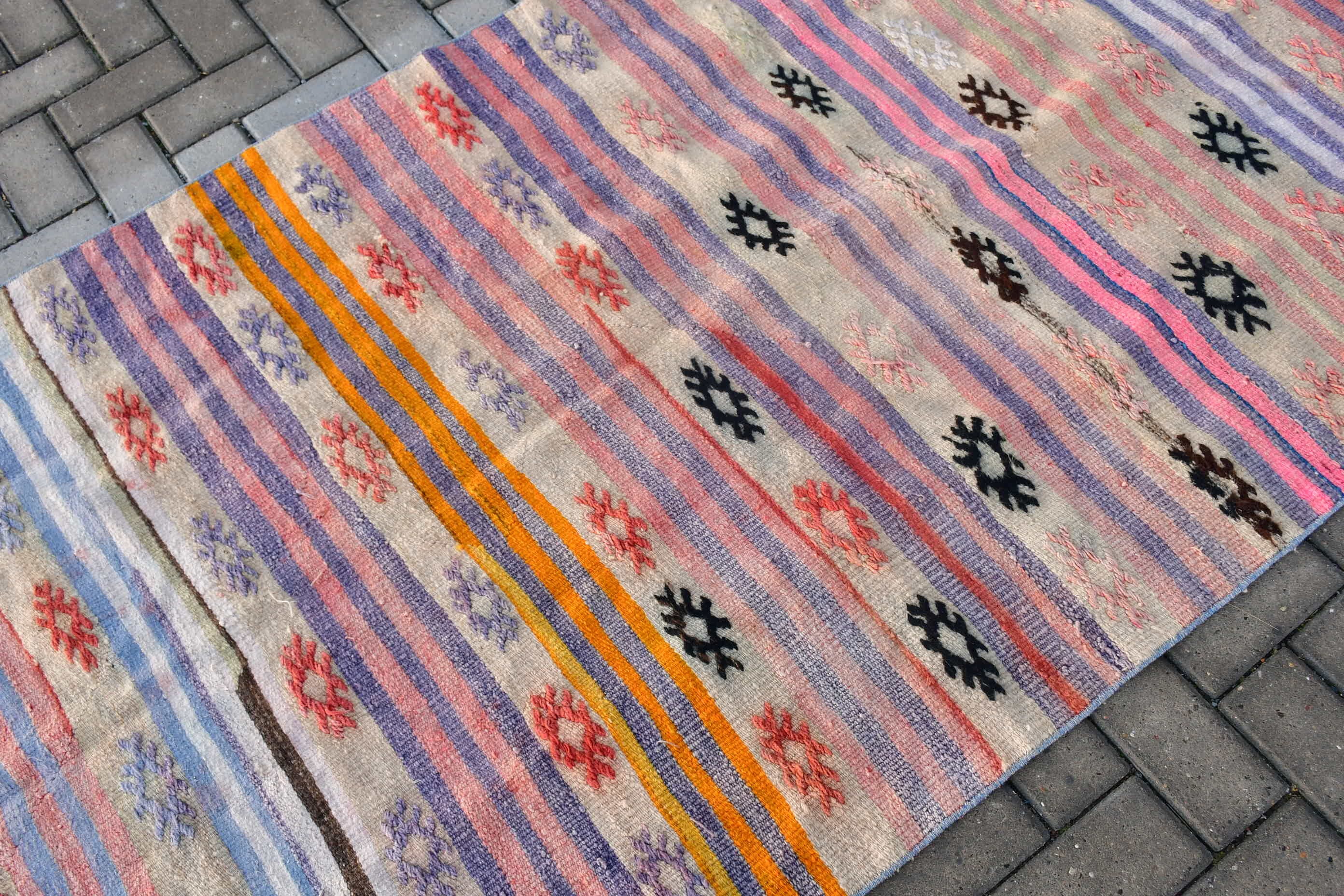 Cool Rug, Kilim, Turkish Rugs, Beige Kitchen Rug, Vintage Rug, Rugs for Stair, Corridor Rugs, Anatolian Rug, 3.9x11.8 ft Runner Rug